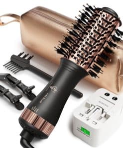 Secador de pelo cepillo plano, plancha pequeña para cabello