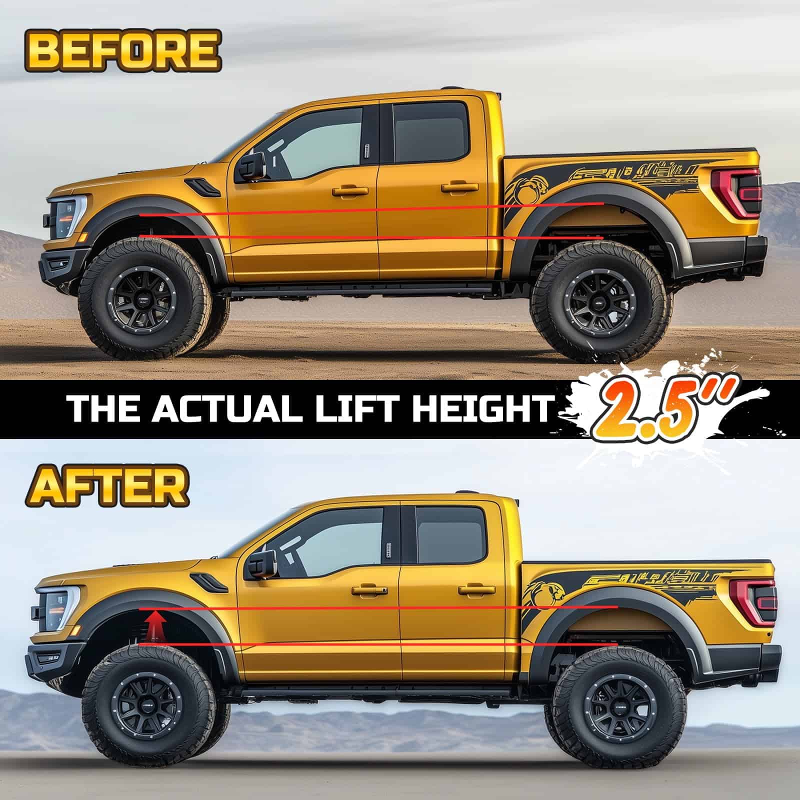 Kits de Nivelación de 2.5 pulgadas para F150 2004-2023, - Imagen 5