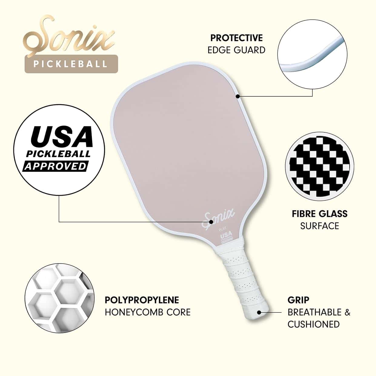 Set de 4 Palas de Pickleball Sonix | Aprobado -Toffee/Checkm - Imagen 3