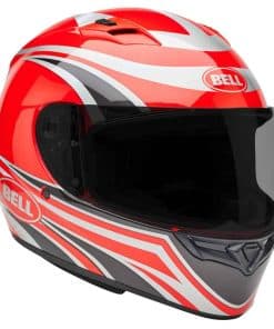 Casco de motocicleta de cara completa -Rojo/Plata