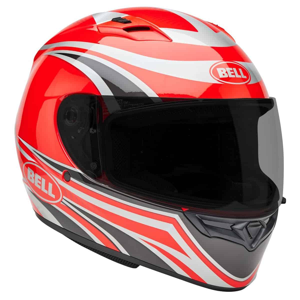 Casco de motocicleta de cara completa -Rojo/Plata