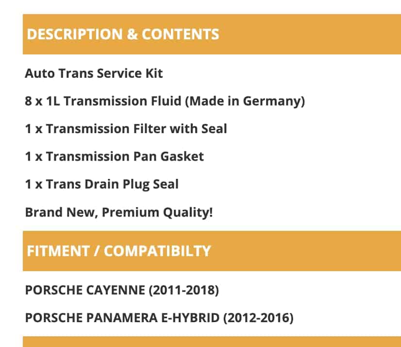 Kit de Servicio de Transmisión 8L ATF para PORSCHE Cayenne - Imagen 3