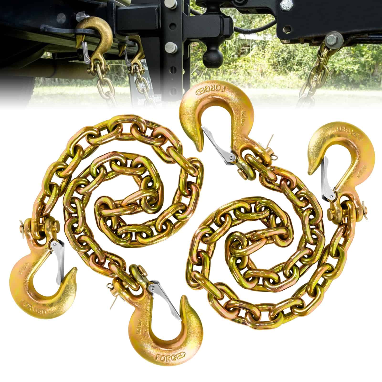 KITUYOTO Trailer Safety Chains with Hooks 35In G80 Tow