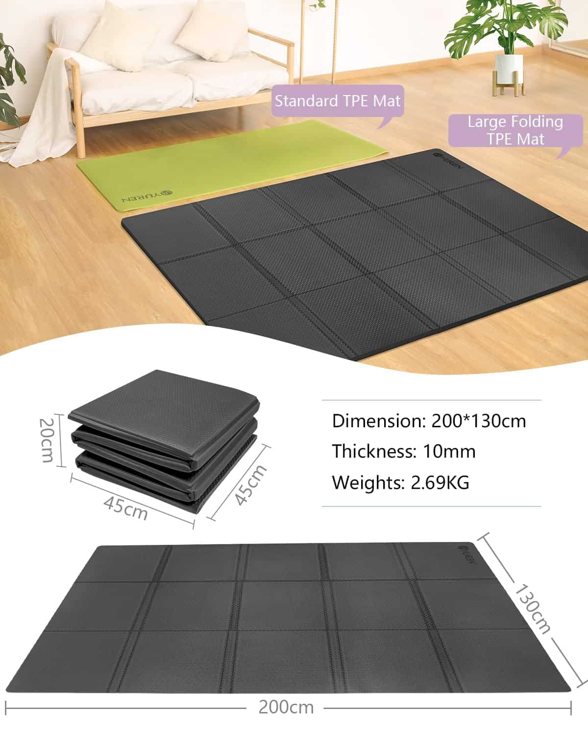 Tapete de yoga RYTMAT grueso de 10 mm plegable, tapete de - Imagen 3