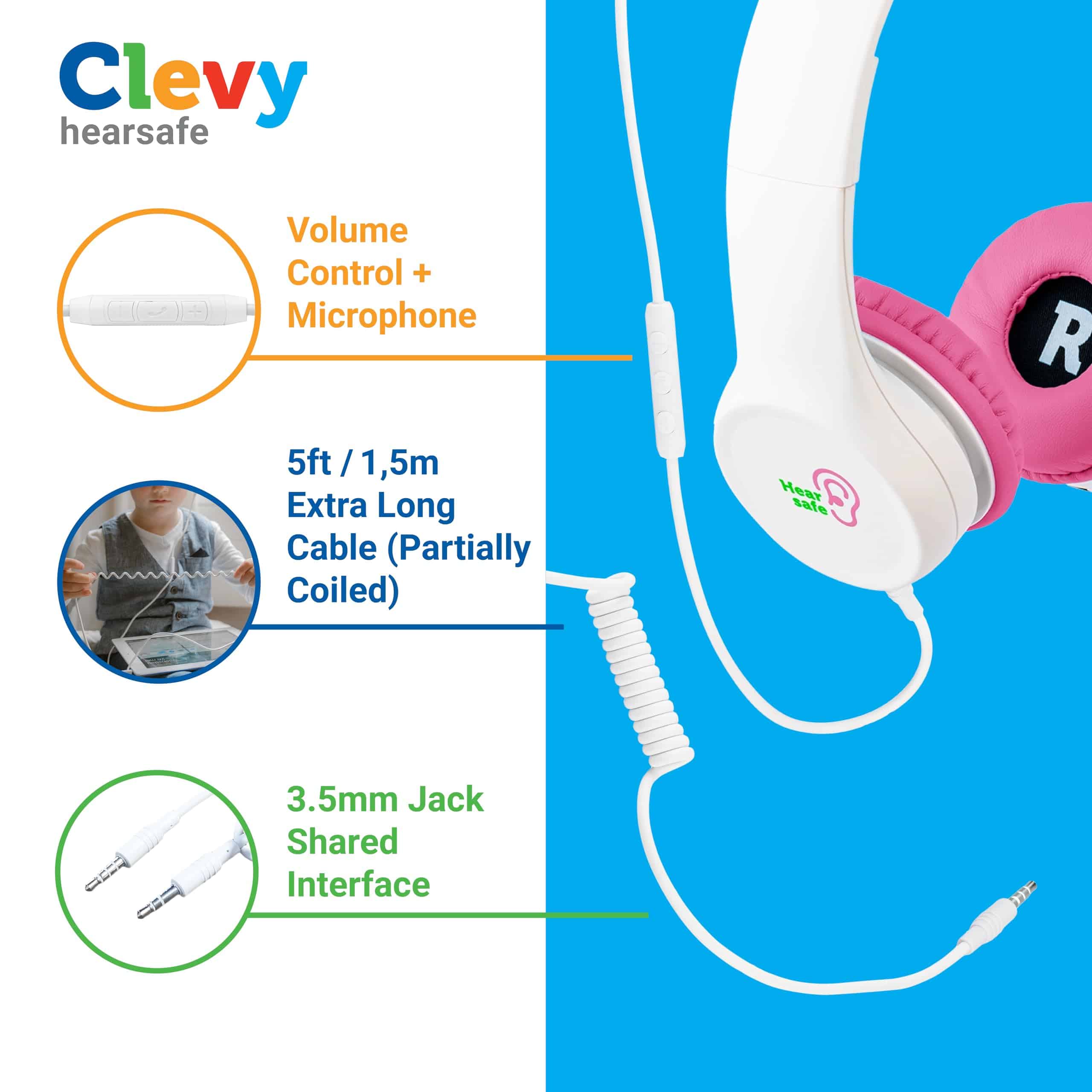 Audífonos para Niños Clevy Over-Ear con Conector de 3.5mm - - Imagen 4
