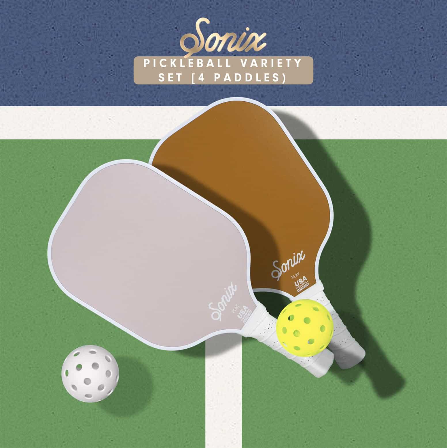 Set de 4 Palas de Pickleball Sonix | Aprobado -Toffee/Checkm - Imagen 7