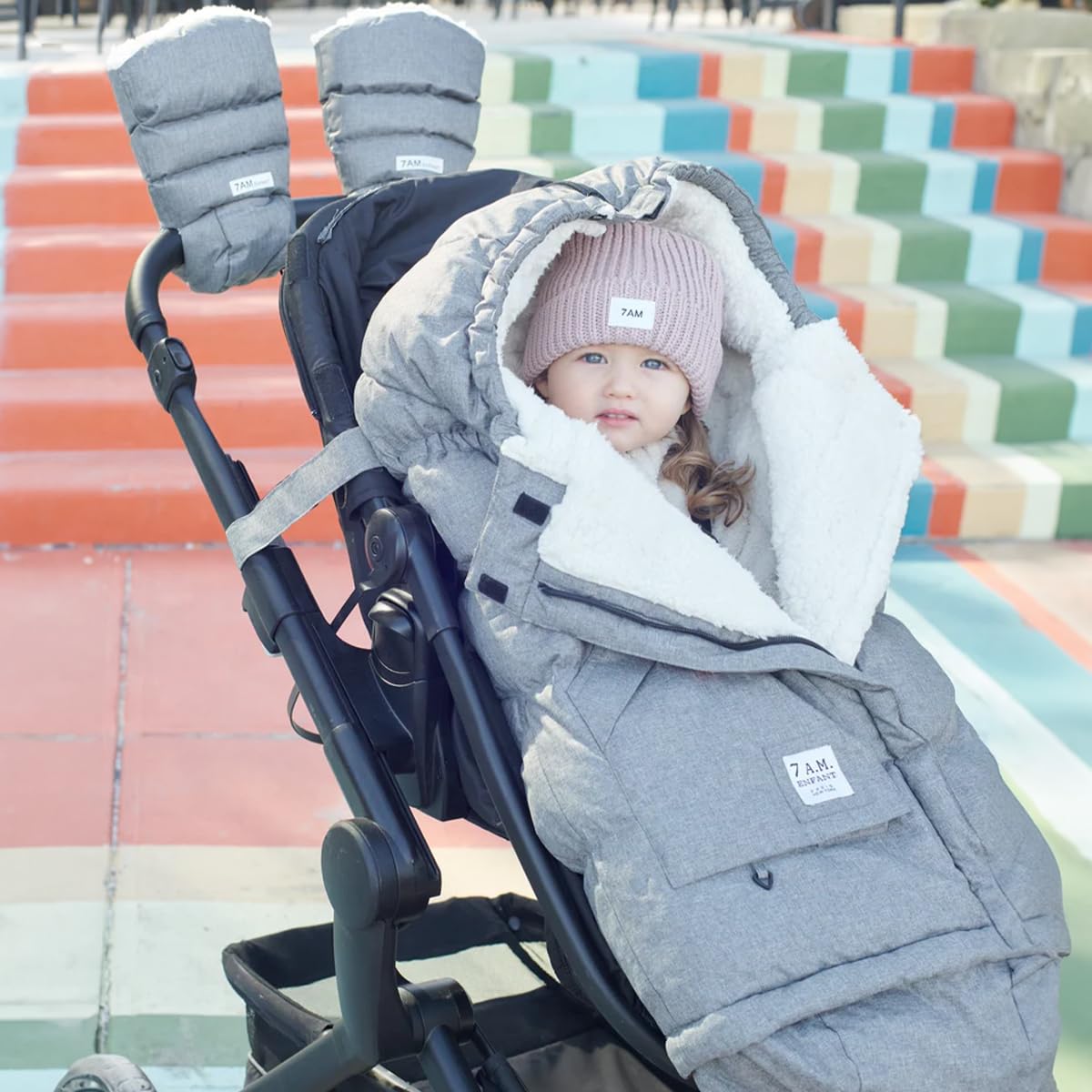 7AM Enfant Manta para cochecito 212 - Manta -Gris nube brezo - Imagen 3