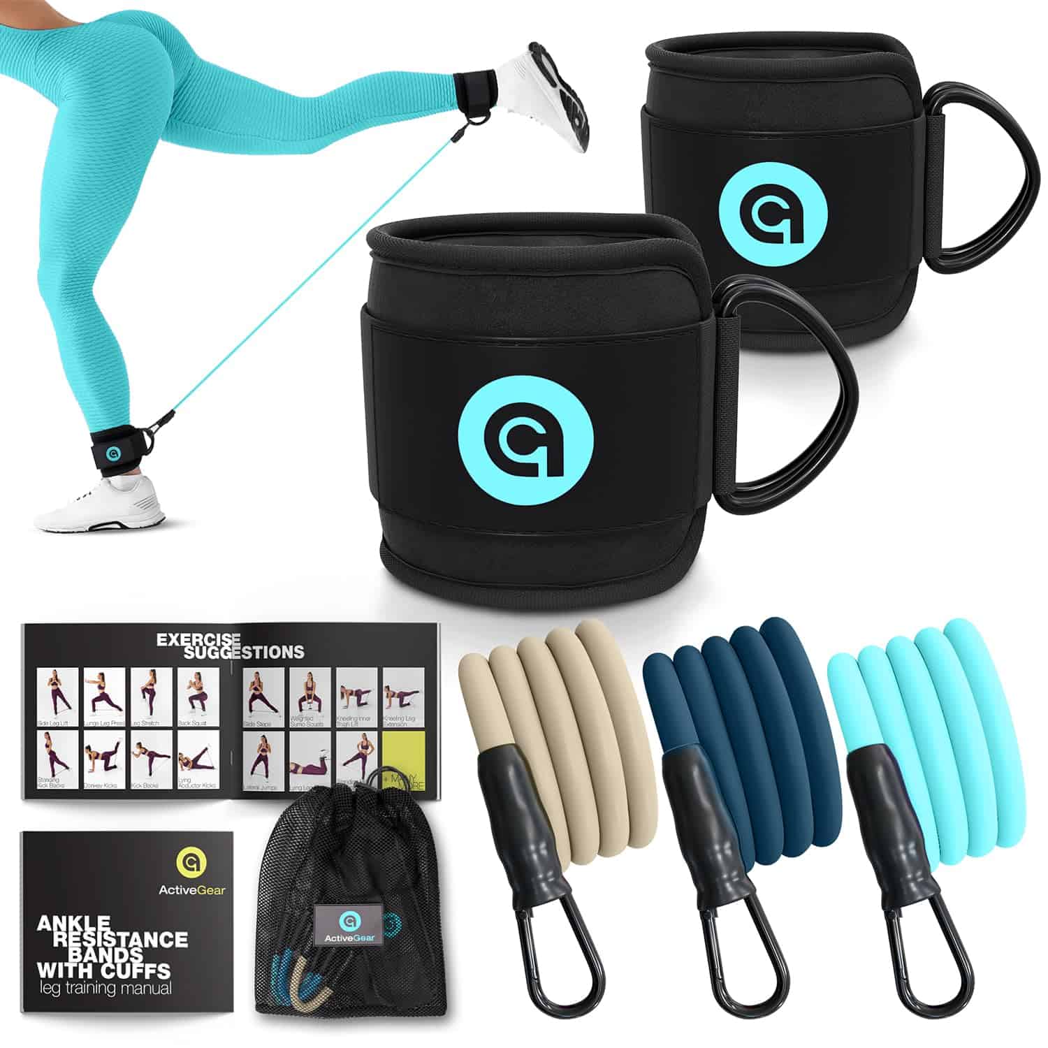 Bandas de Resistencia para Tobillo ActiveGear con Puños -