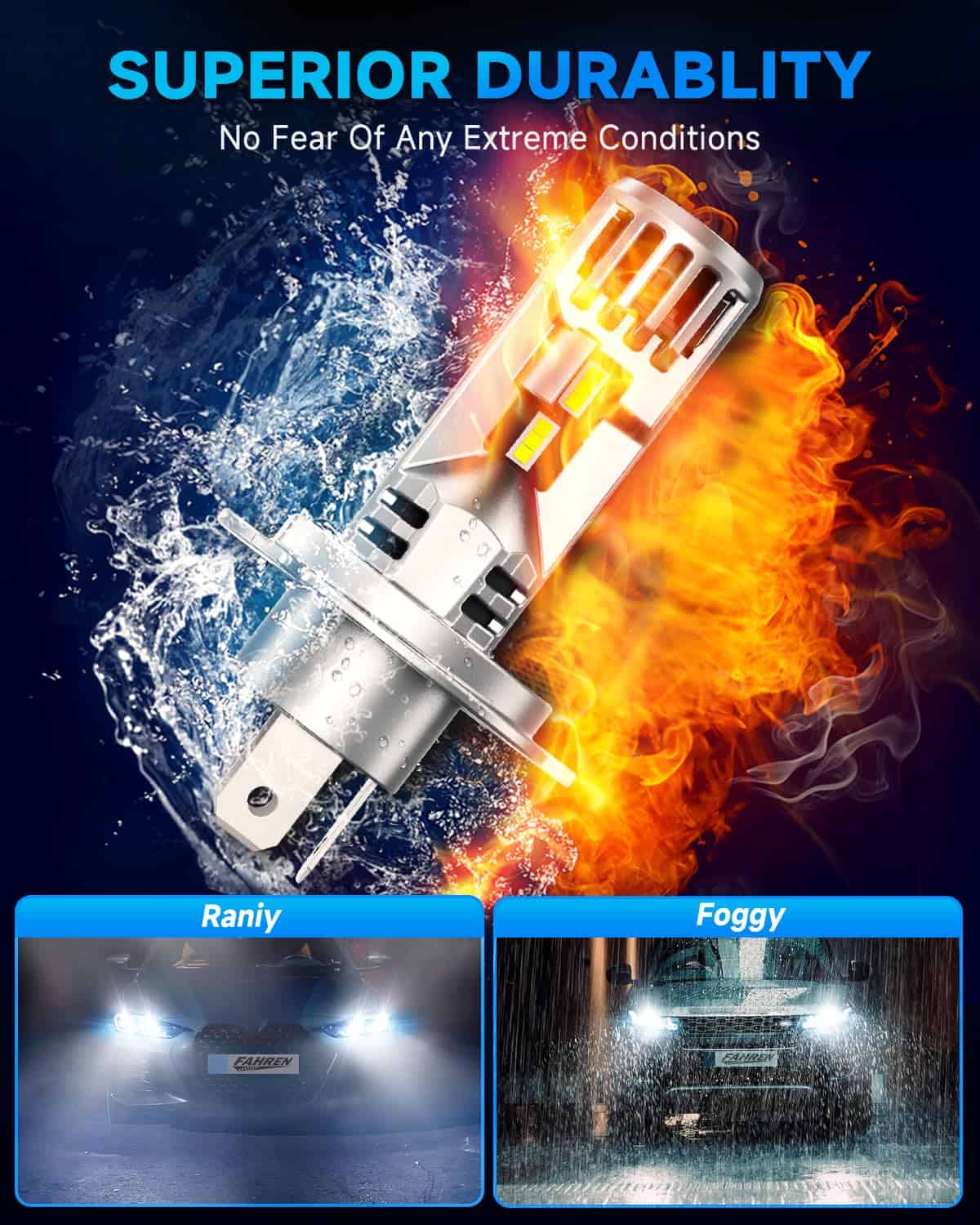 Bombillas de luz de conducción LED FAHREN H4, 33000LM 800% - Imagen 4