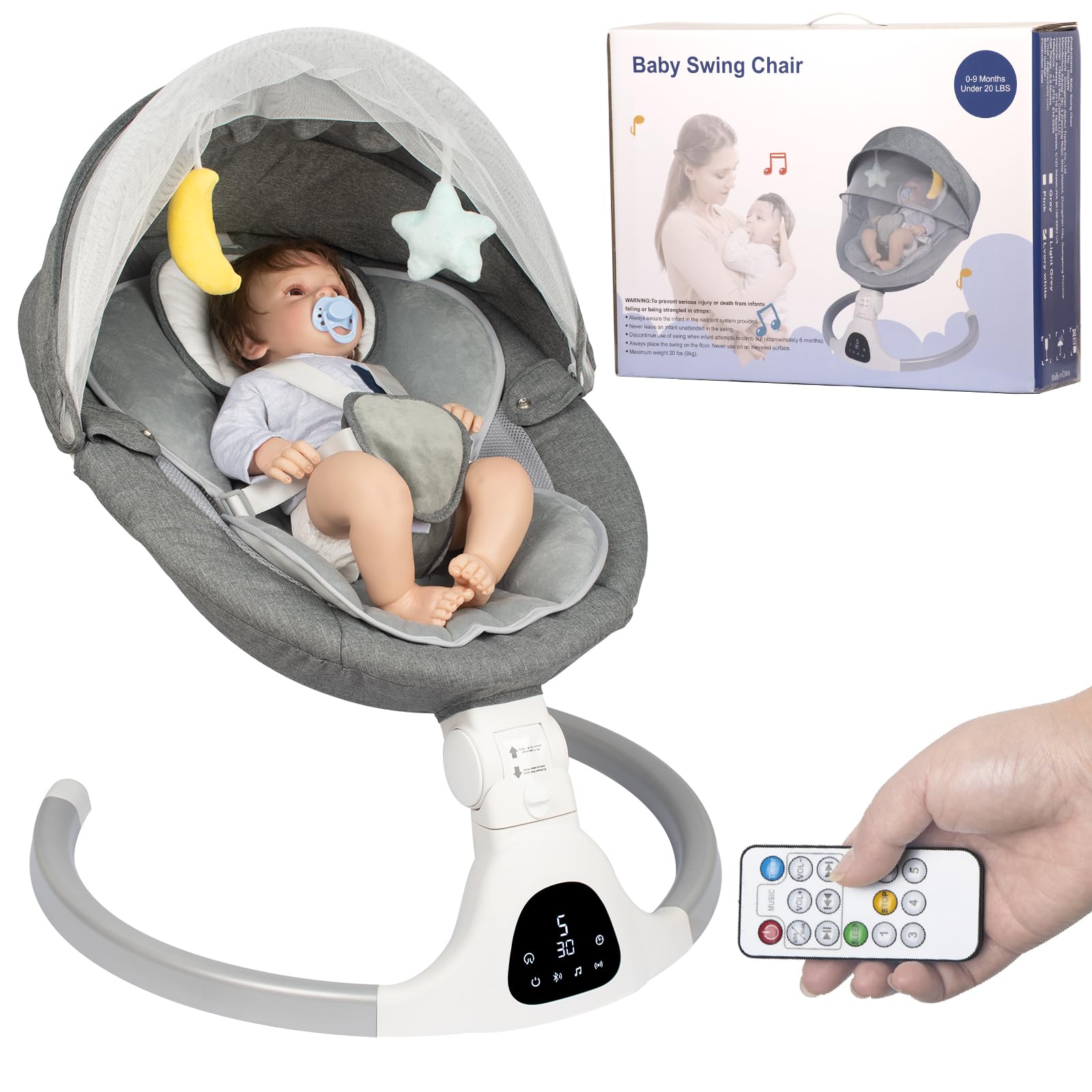 Columpio Eléctrico para Bebés JFOVMCYG, con Control Remoto