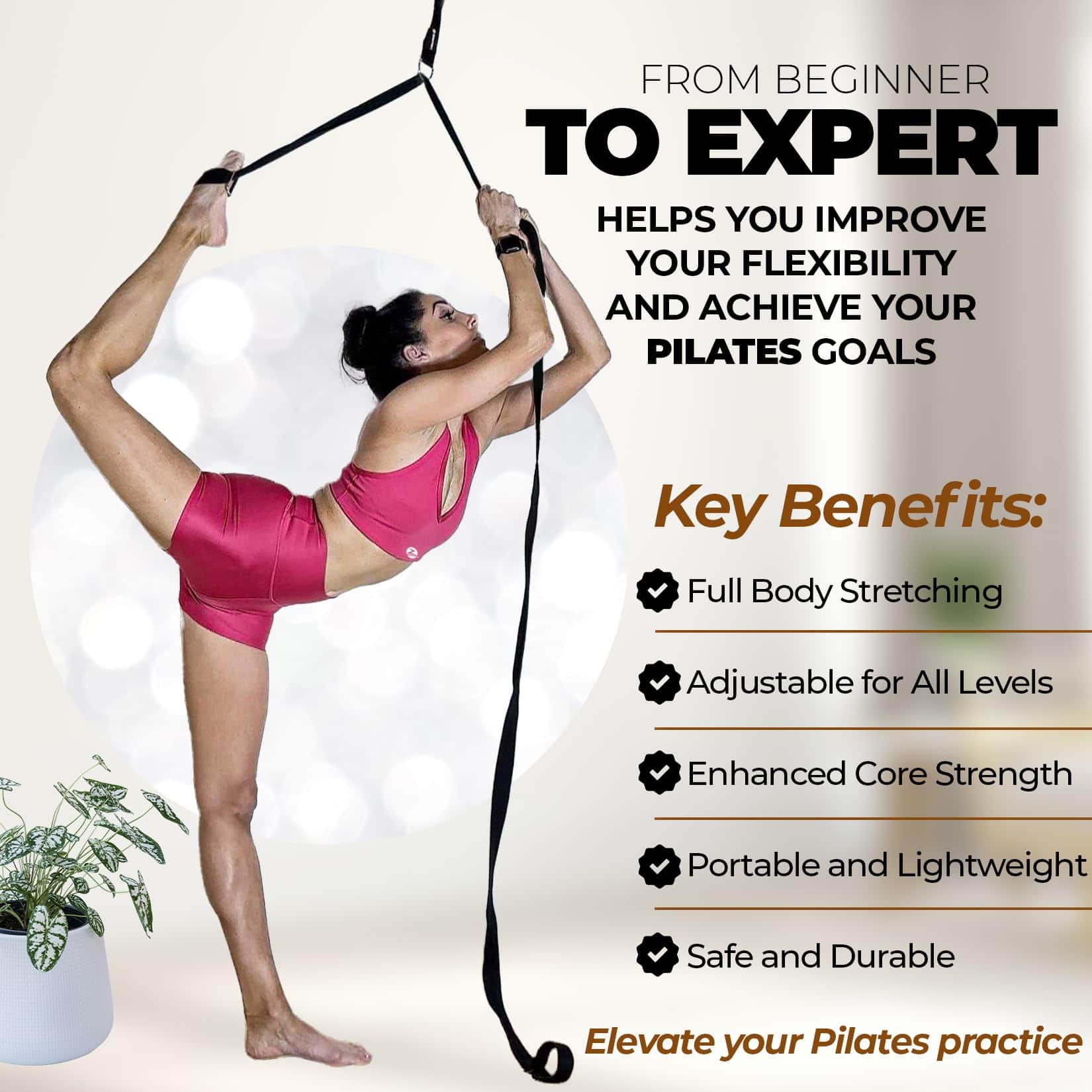 Correa de Estiramiento de Pilates con Ancla de Puerta - - Imagen 5