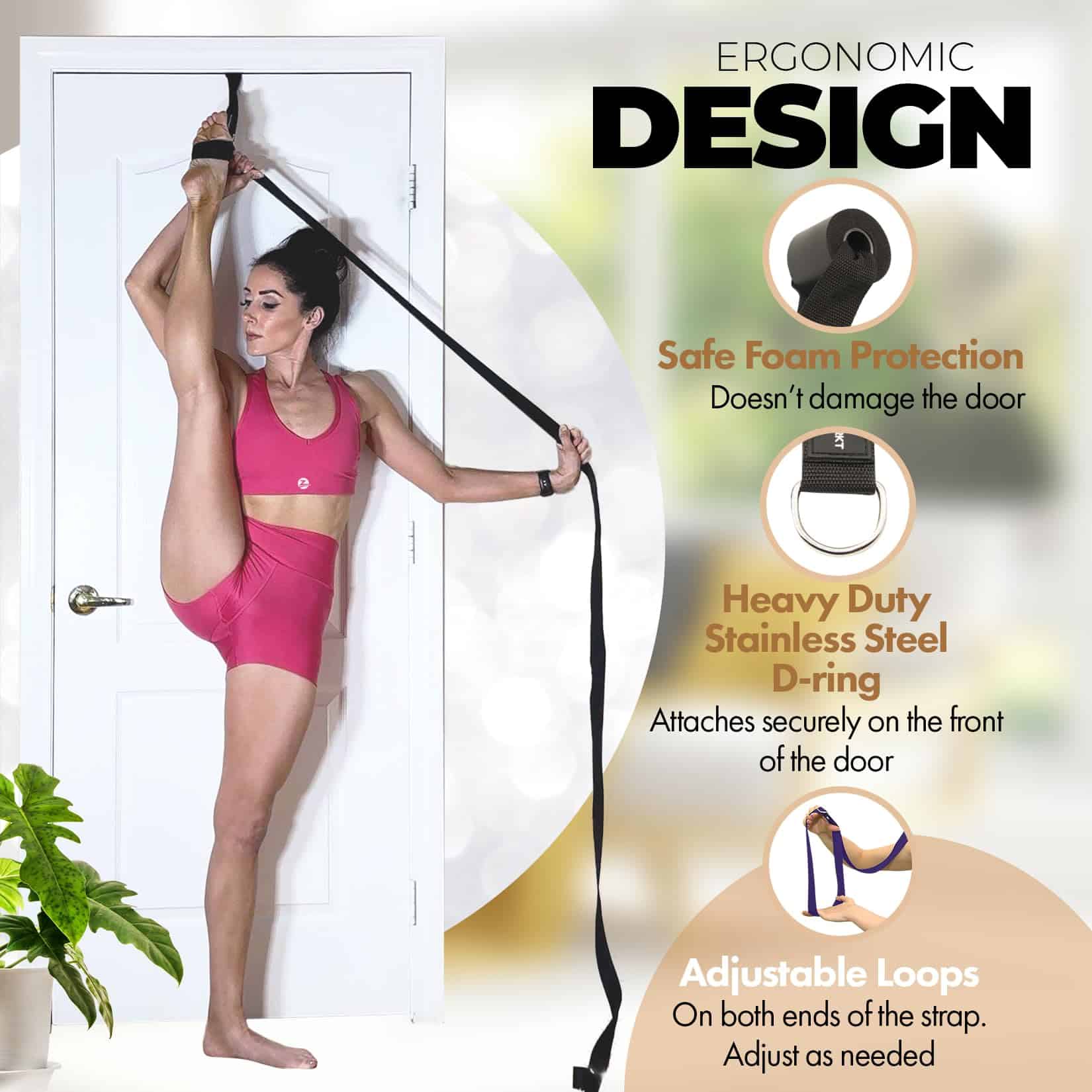 Correa de Estiramiento de Pilates con Ancla de Puerta - - Imagen 3