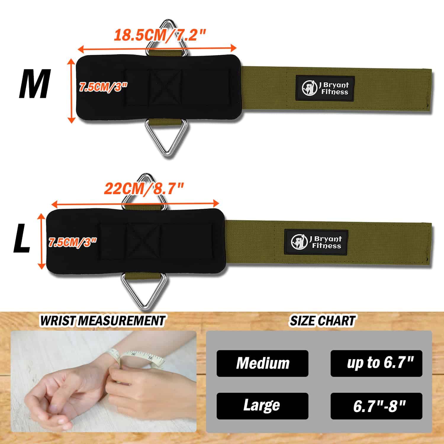 Muñequeras de fitness J Bryant para máquinas de cable - - Imagen 3