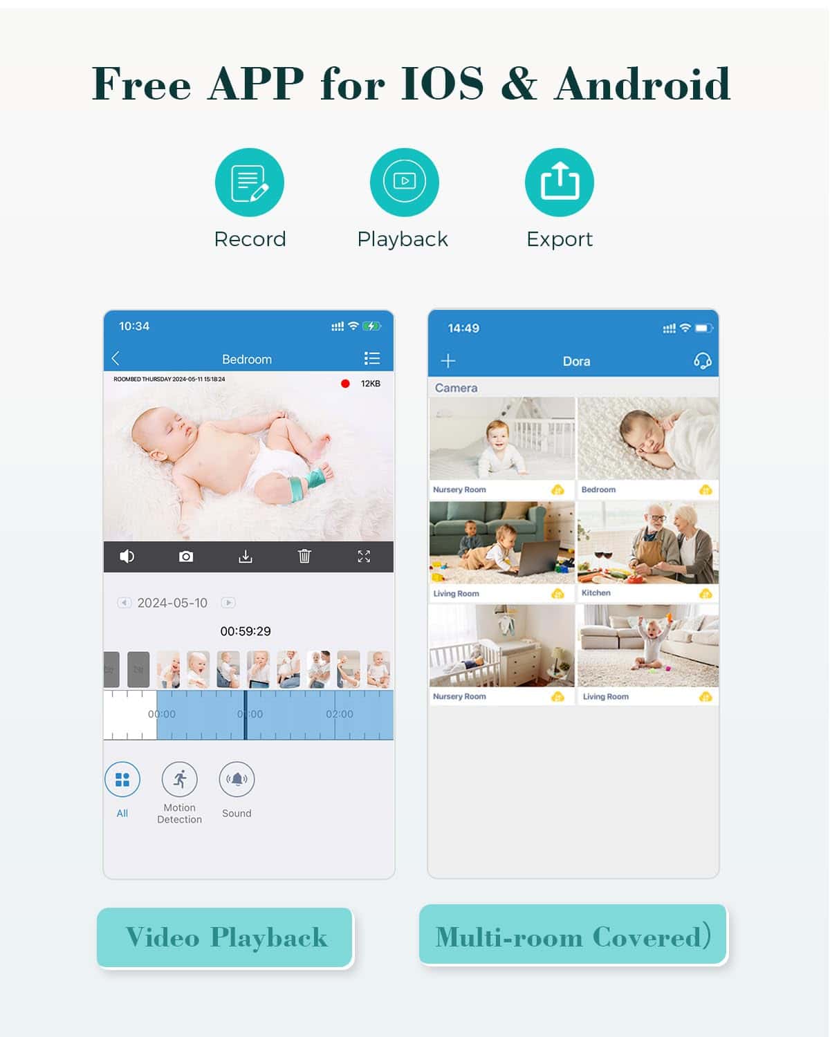Babytone Smart Baby Monitor 2.5K Cam, Video Baby Monitor - Imagen 6