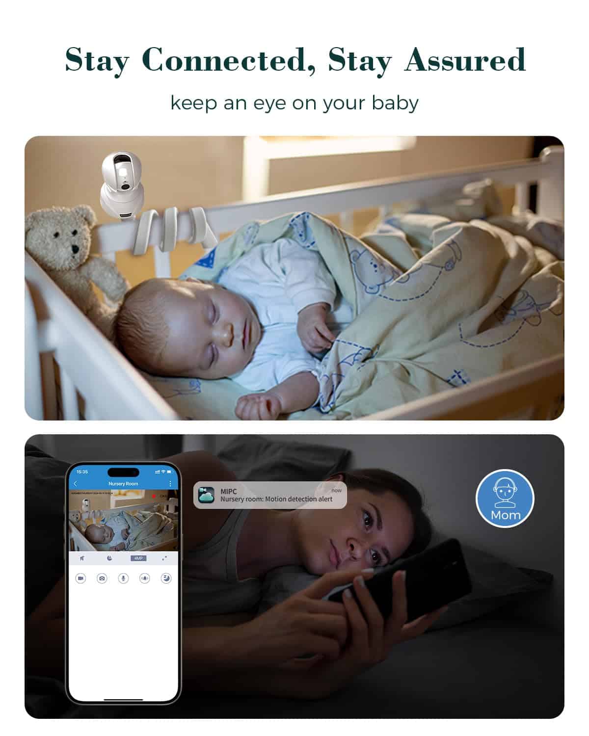 Babytone Smart Baby Monitor 2.5K Cam, Video Baby Monitor - Imagen 3