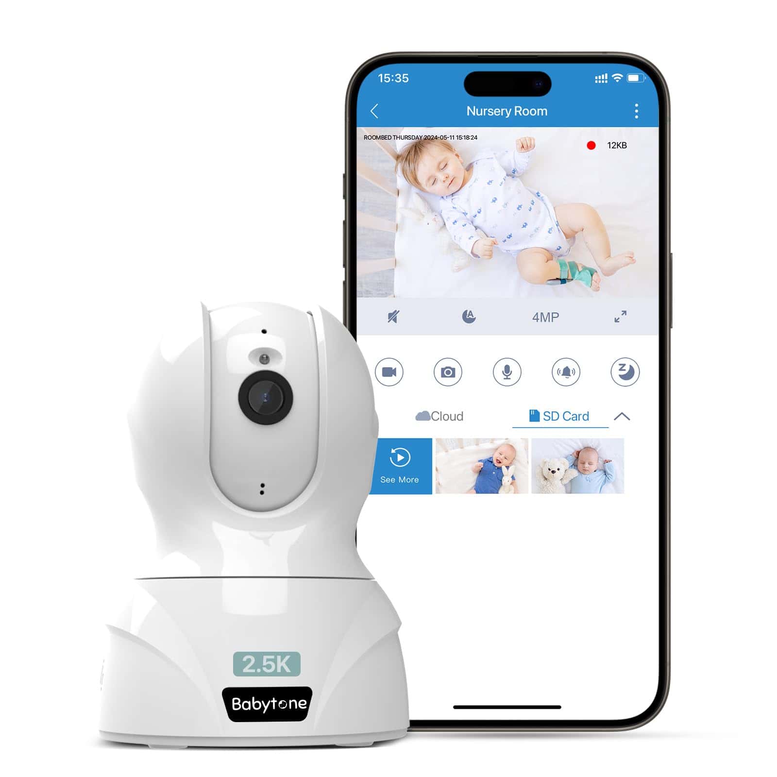 Babytone Smart Baby Monitor 2.5K Cam, Video Baby Monitor