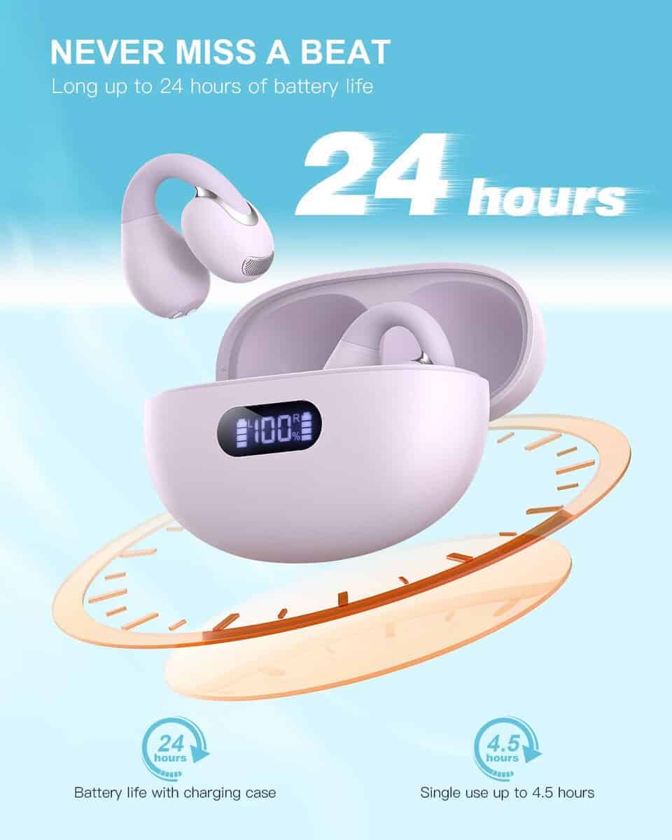 Audífonos inalámbricos Jzones Open Ear Clip -Morado - Imagen 8