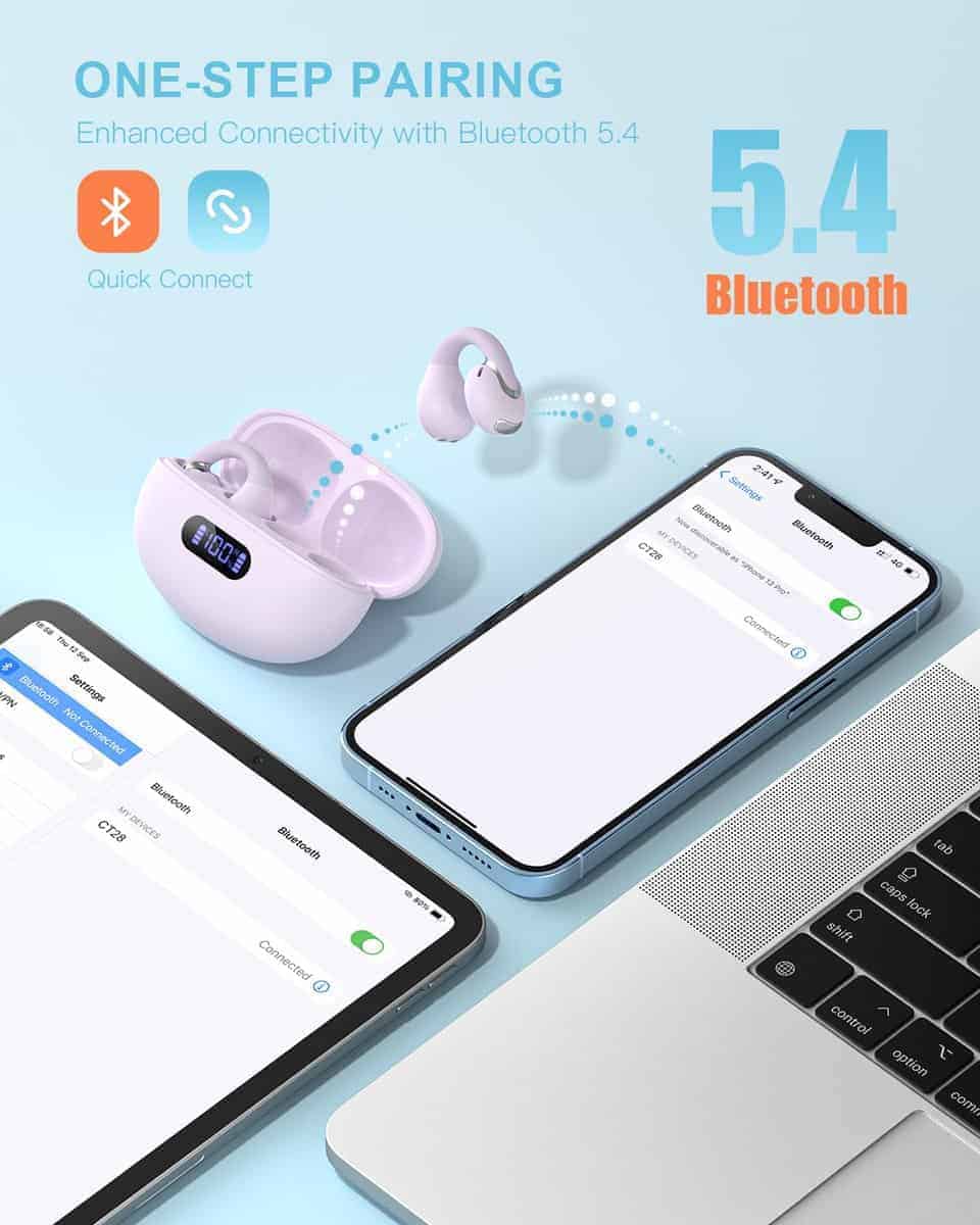 Audífonos inalámbricos Jzones Open Ear Clip -Morado - Imagen 5