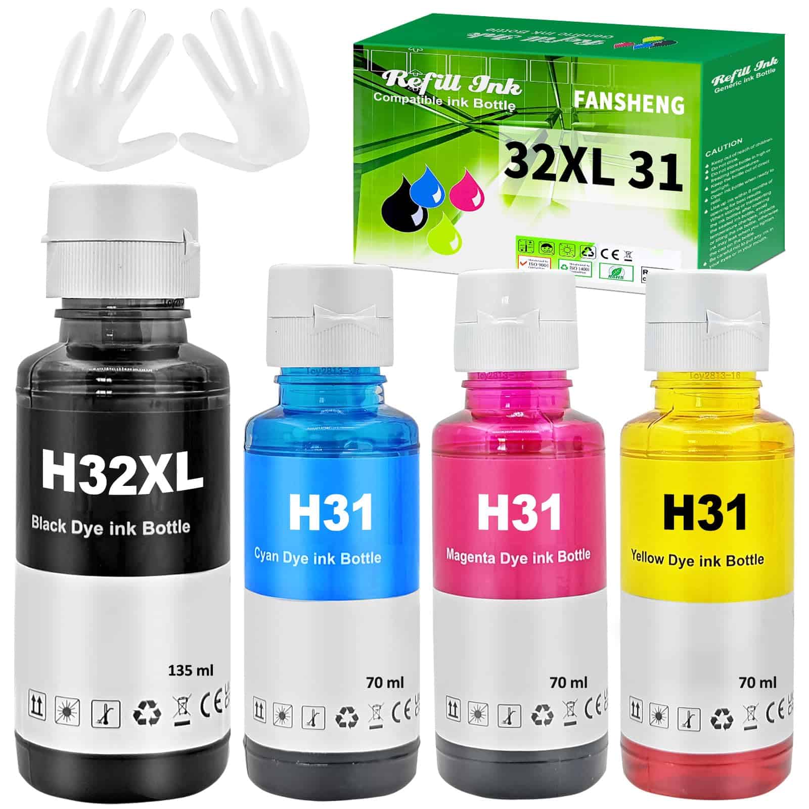 Set de 4 botellas de tinta 31 32XL de remplazo para