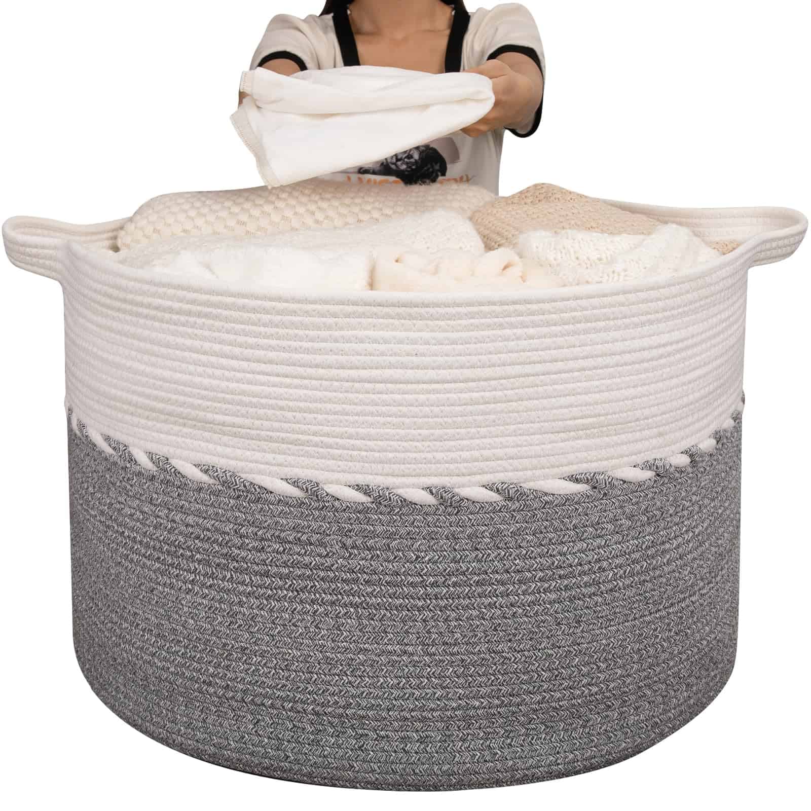 Canasto extra grande para mantas OIAHOMY 125L, 25" x 16", - Imagen 9