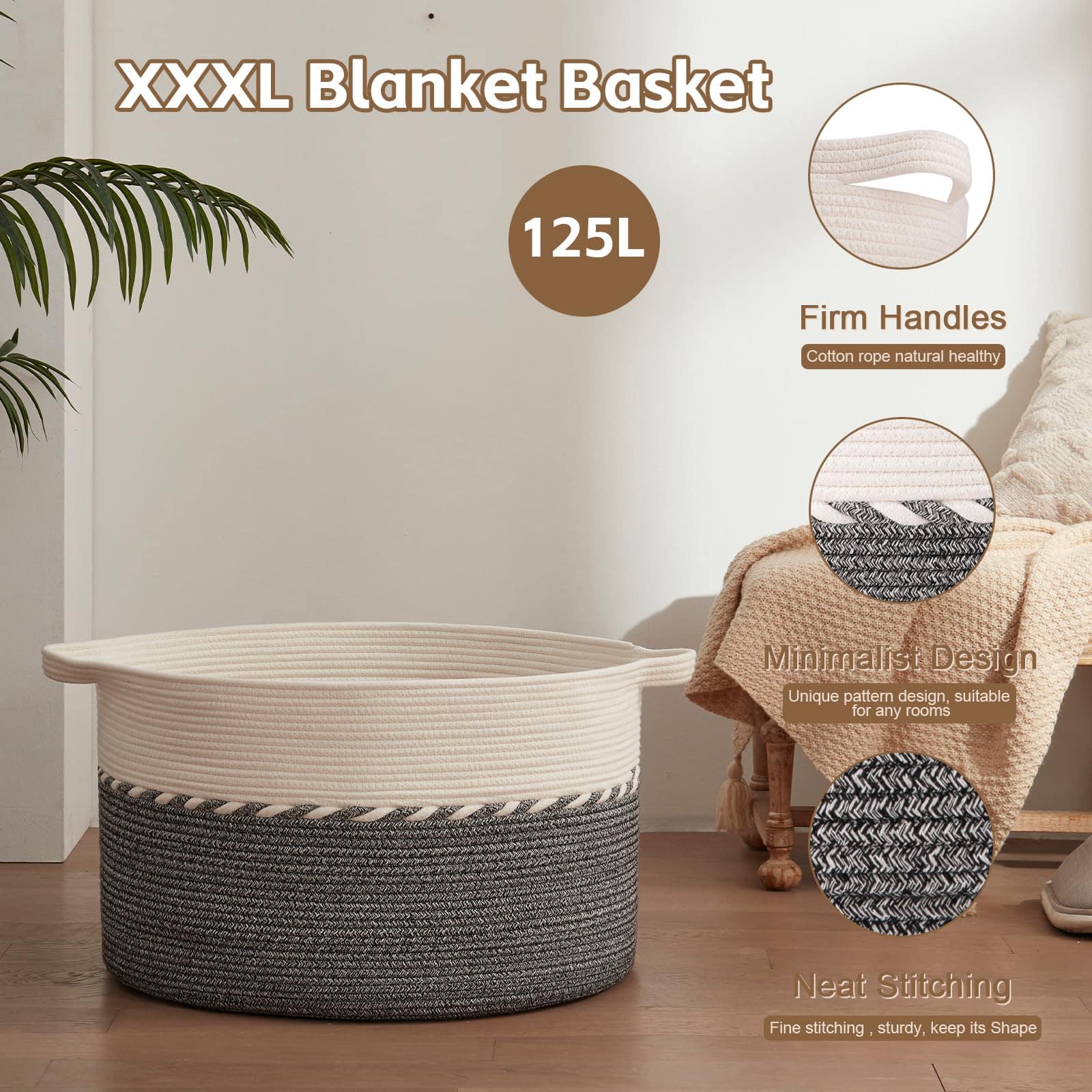 Canasta Extra Grande para Mantas de 125L, 25" x 16", - Imagen 6