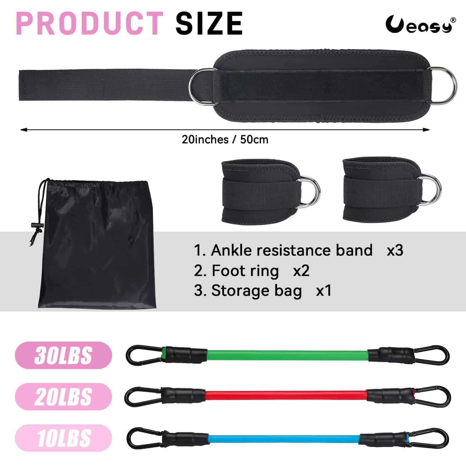 Agorizeo Bandas de Resistencia para Tobillo con Puños para - Imagen 8