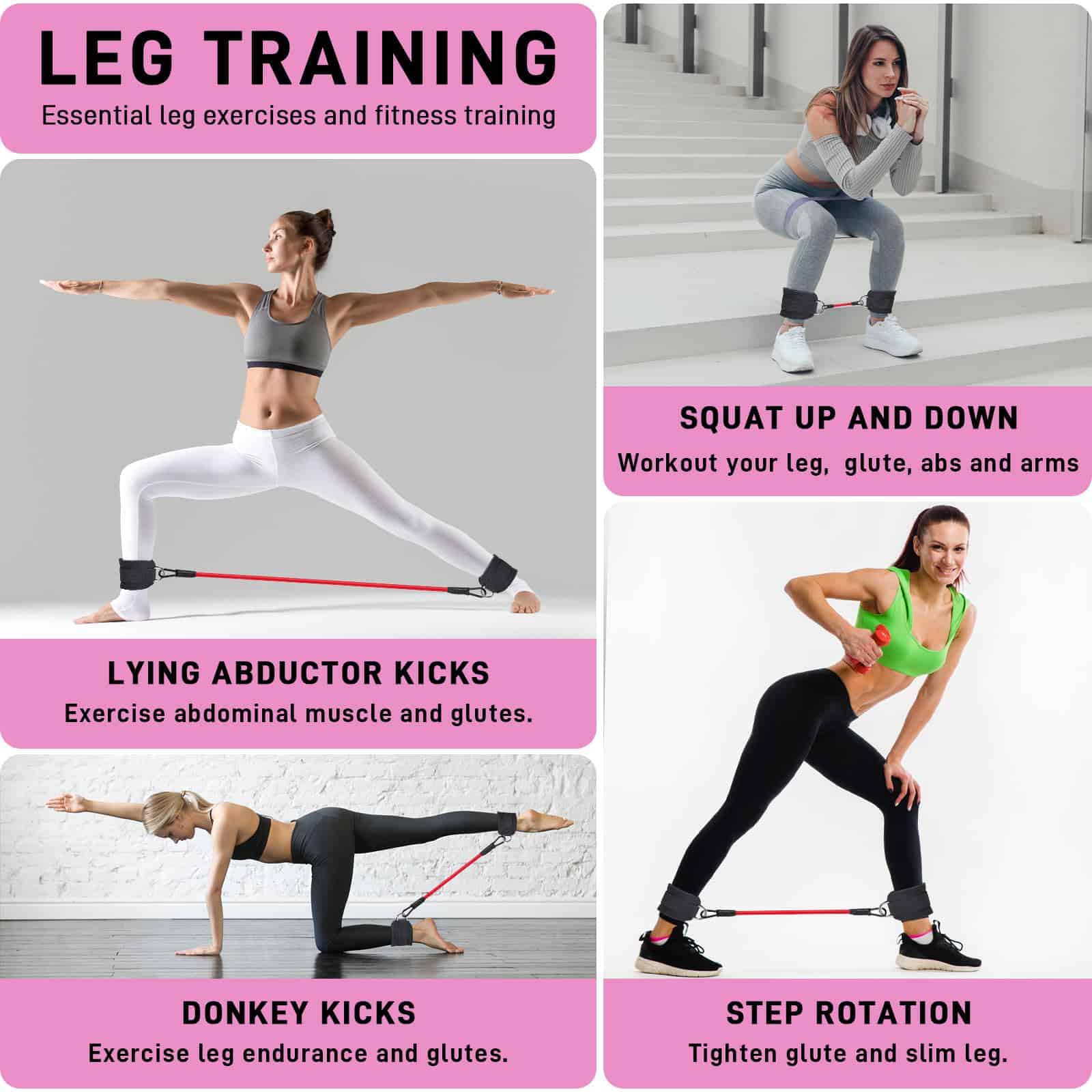 Agorizeo Bandas de Resistencia para Tobillo con Puños para - Imagen 5