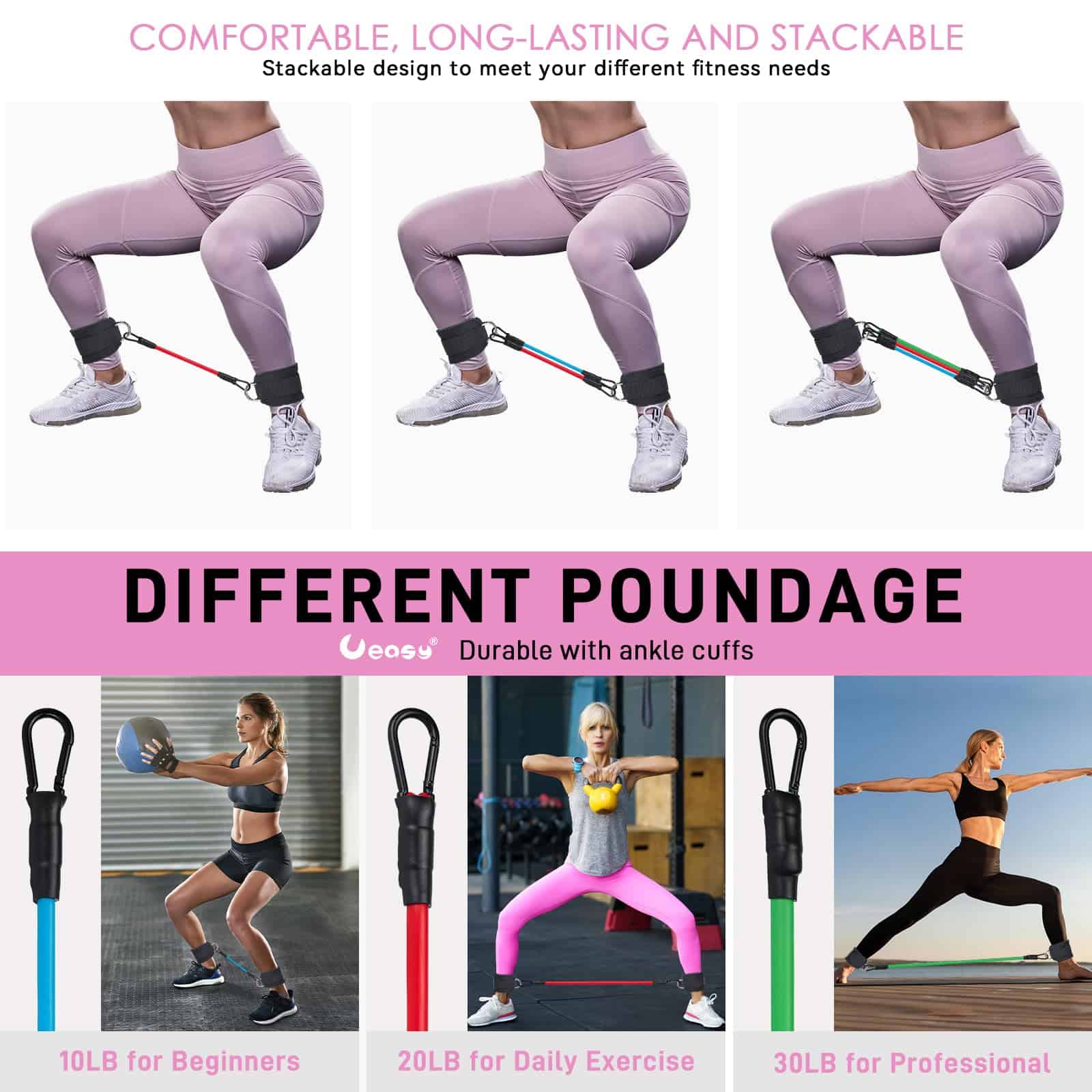 Agorizeo Bandas de Resistencia para Tobillo con Puños para - Imagen 4