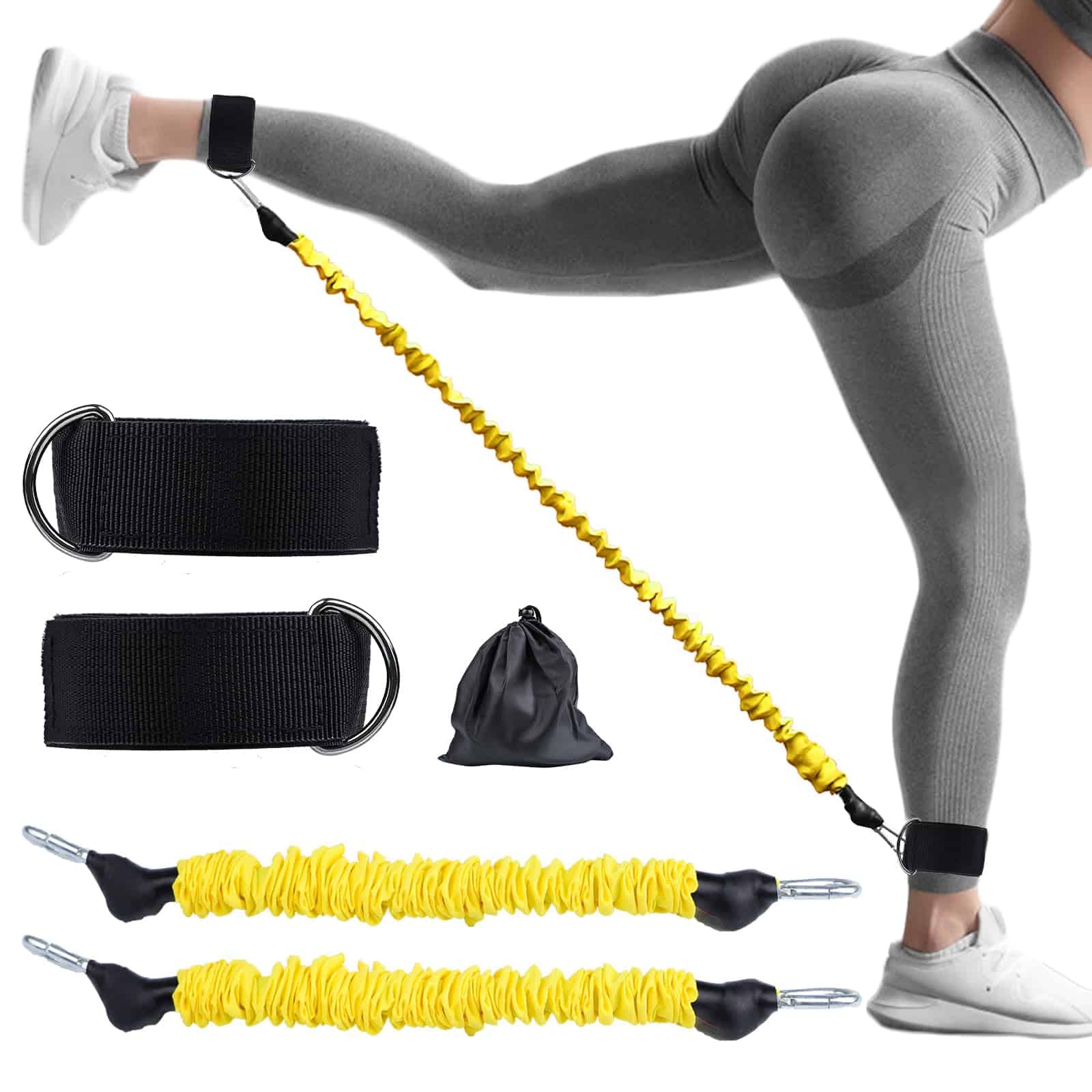 Bandas de Resistencia para Tobillo con Puños -Amarillo (20LB