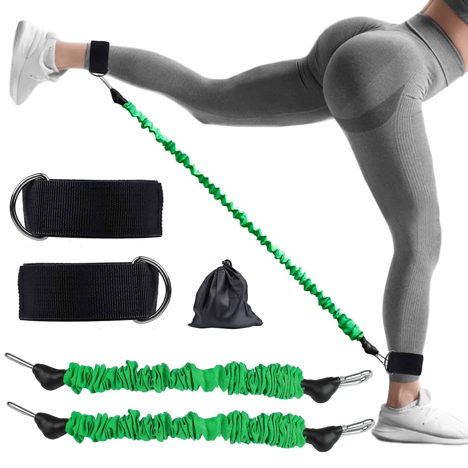 Bandas de resistencia para tobillos con puños -Verde (60LB)