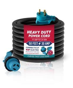 Cable de extensión para RV/EV de 30 amperios de 50 pies de