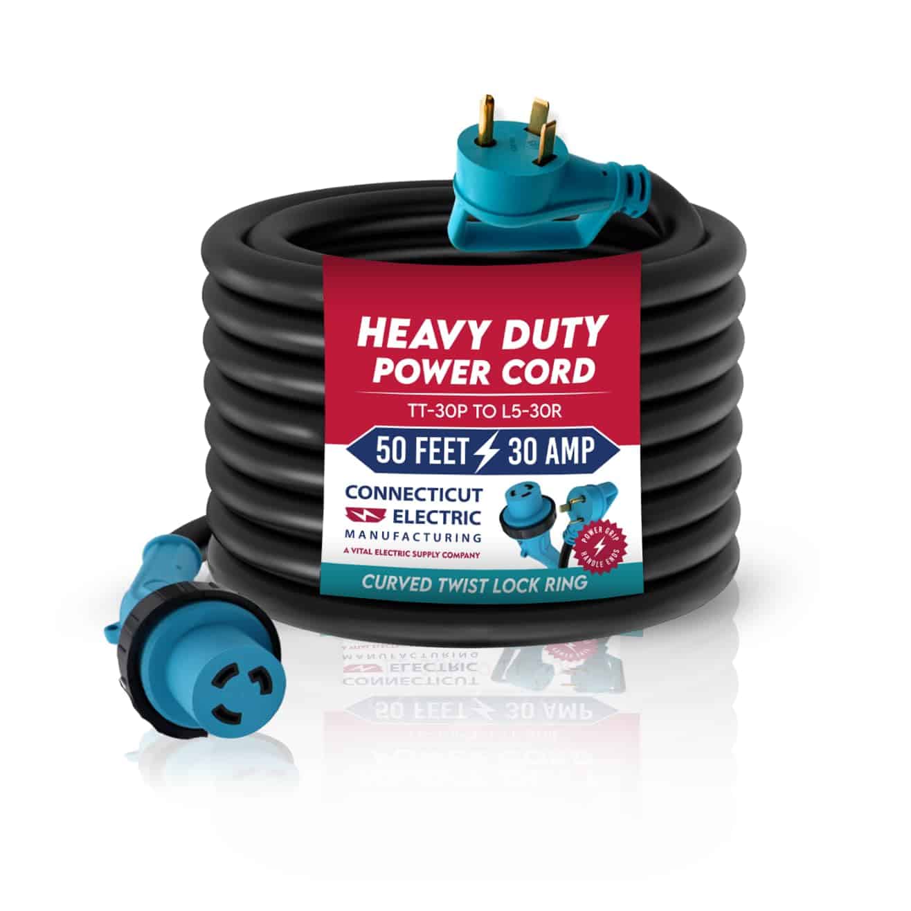 Cable de extensión para RV/EV de 30 amperios de 50 pies de