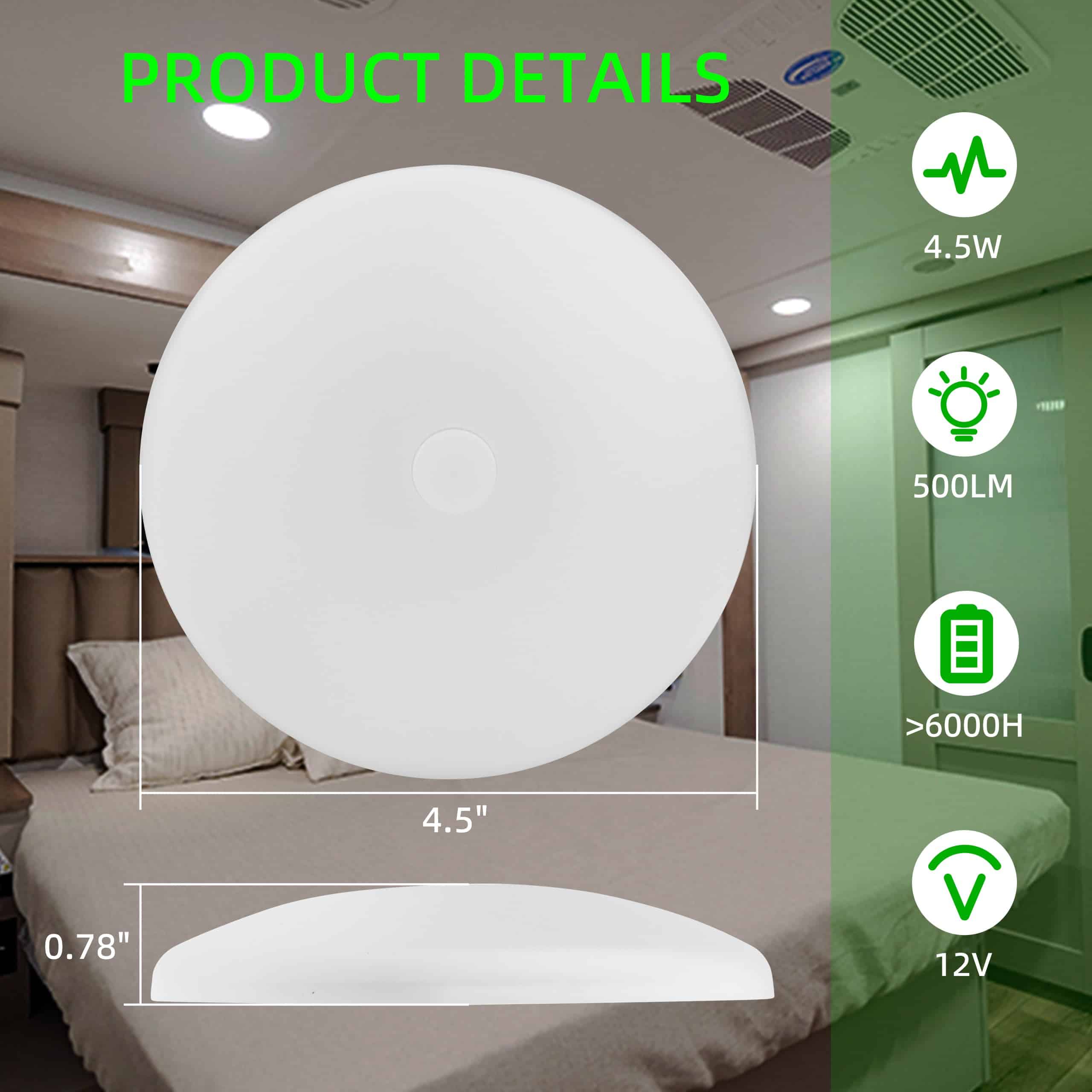 ULITECO Luces RV, Luz Interior Del Techo del RV LED 12V, - Imagen 5