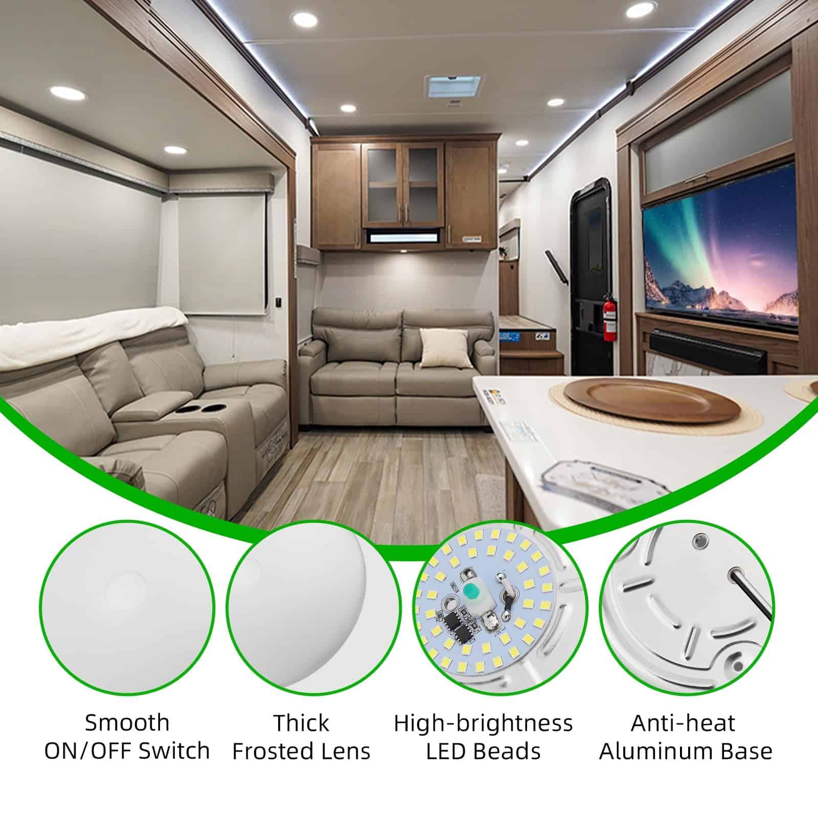 ULITECO Luces RV, Luz Interior Del Techo del RV LED 12V, - Imagen 3