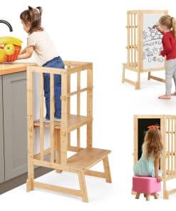 Taburete escalón para niños ajustable en altura, estructura