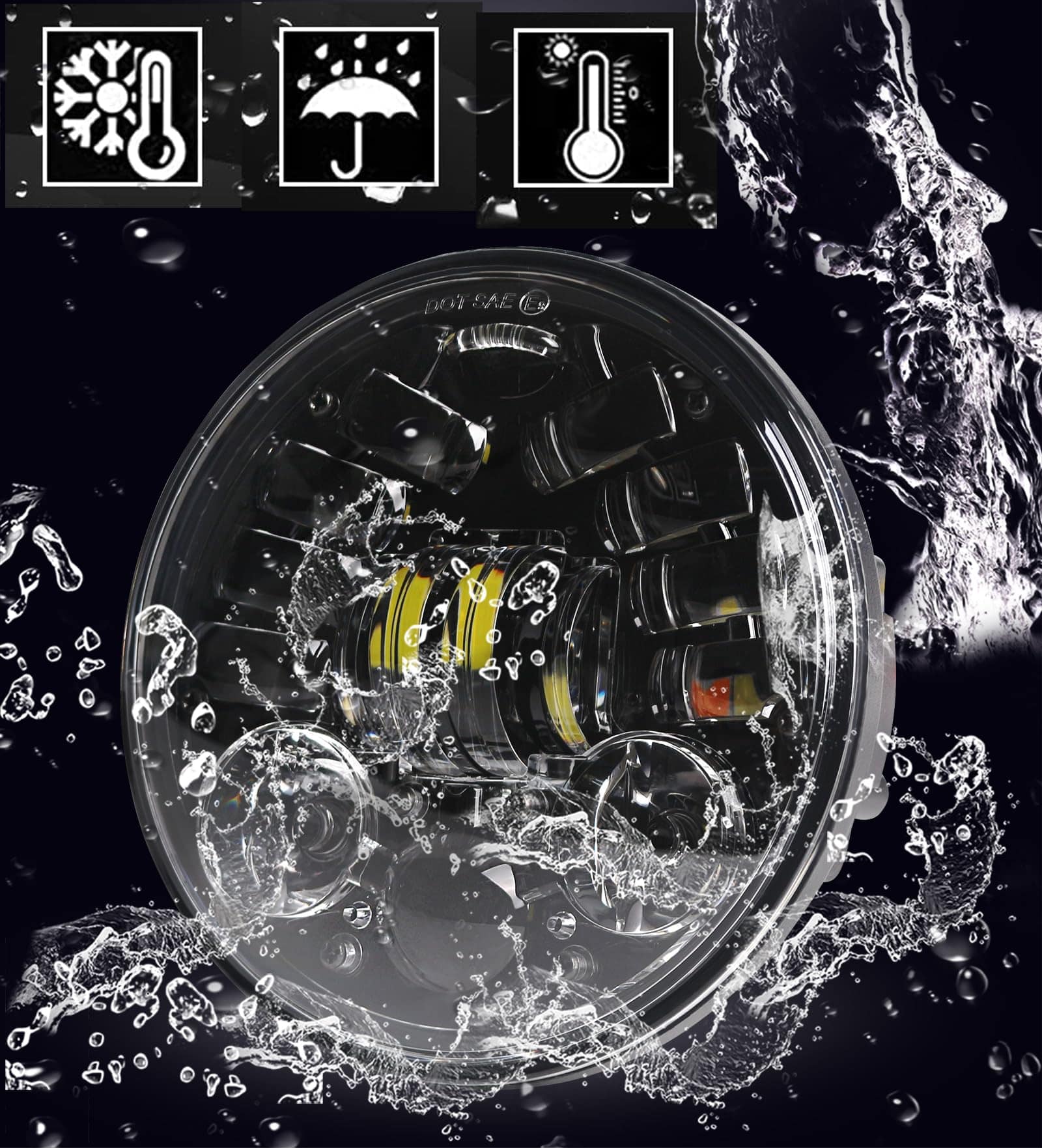 SINLIRU Faro de Motocicleta Led de 5.75 pulgadas con DRL - Imagen 3