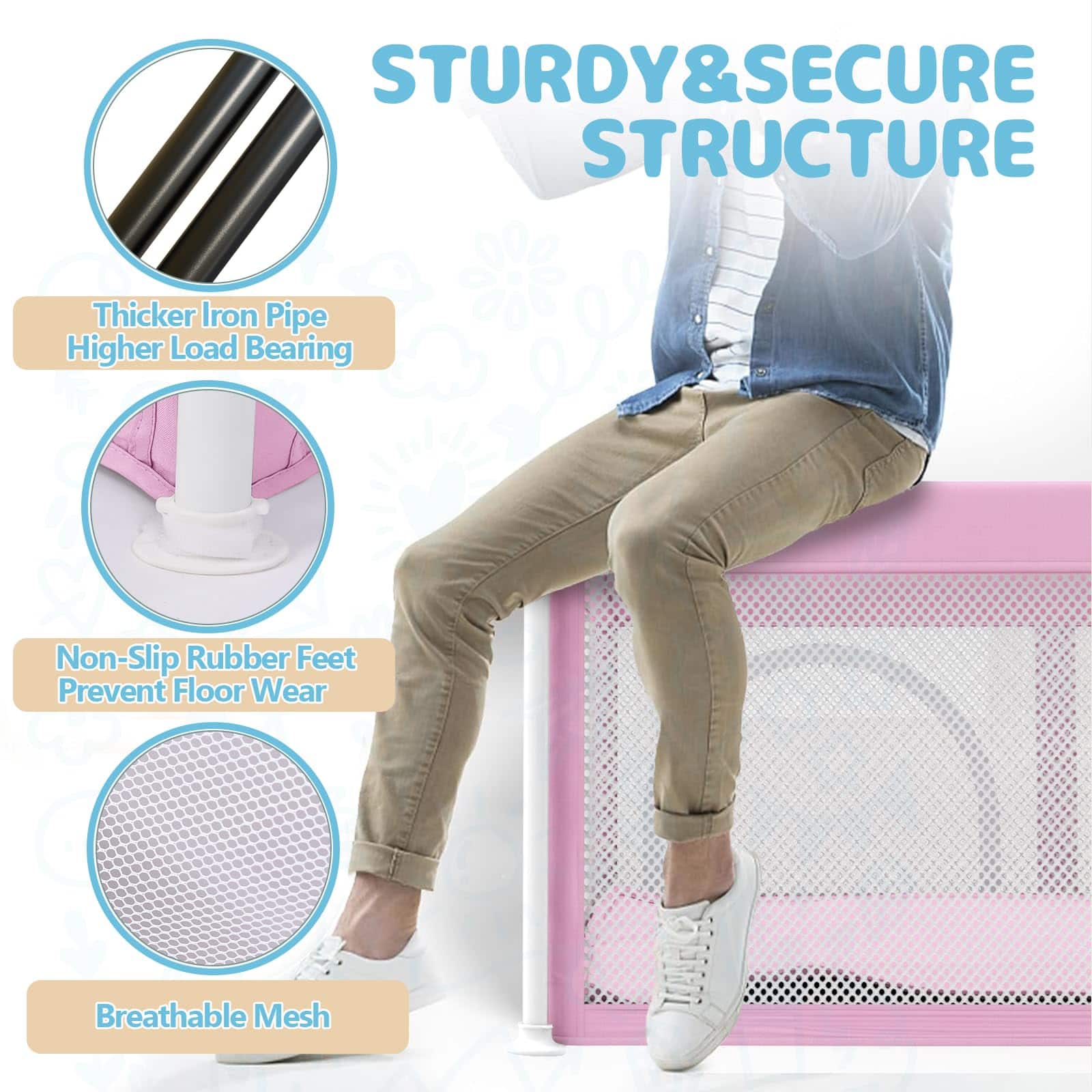 Corralito Plegable para Bebés TOREVSIOR con Tapete, 50"x50" - Imagen 3