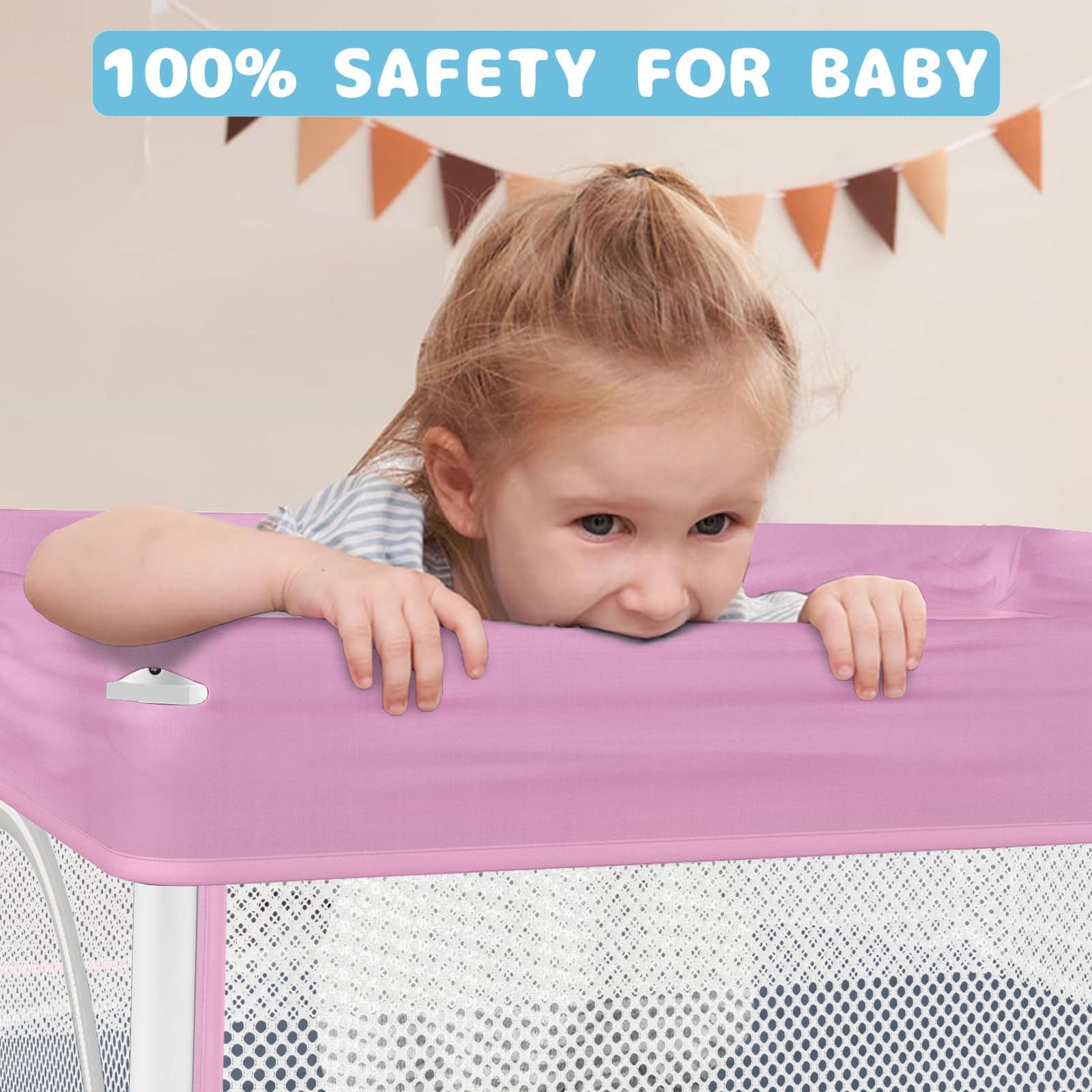 Corralito Plegable para Bebés TOREVSIOR con Tapete, 50"x50" - Imagen 8