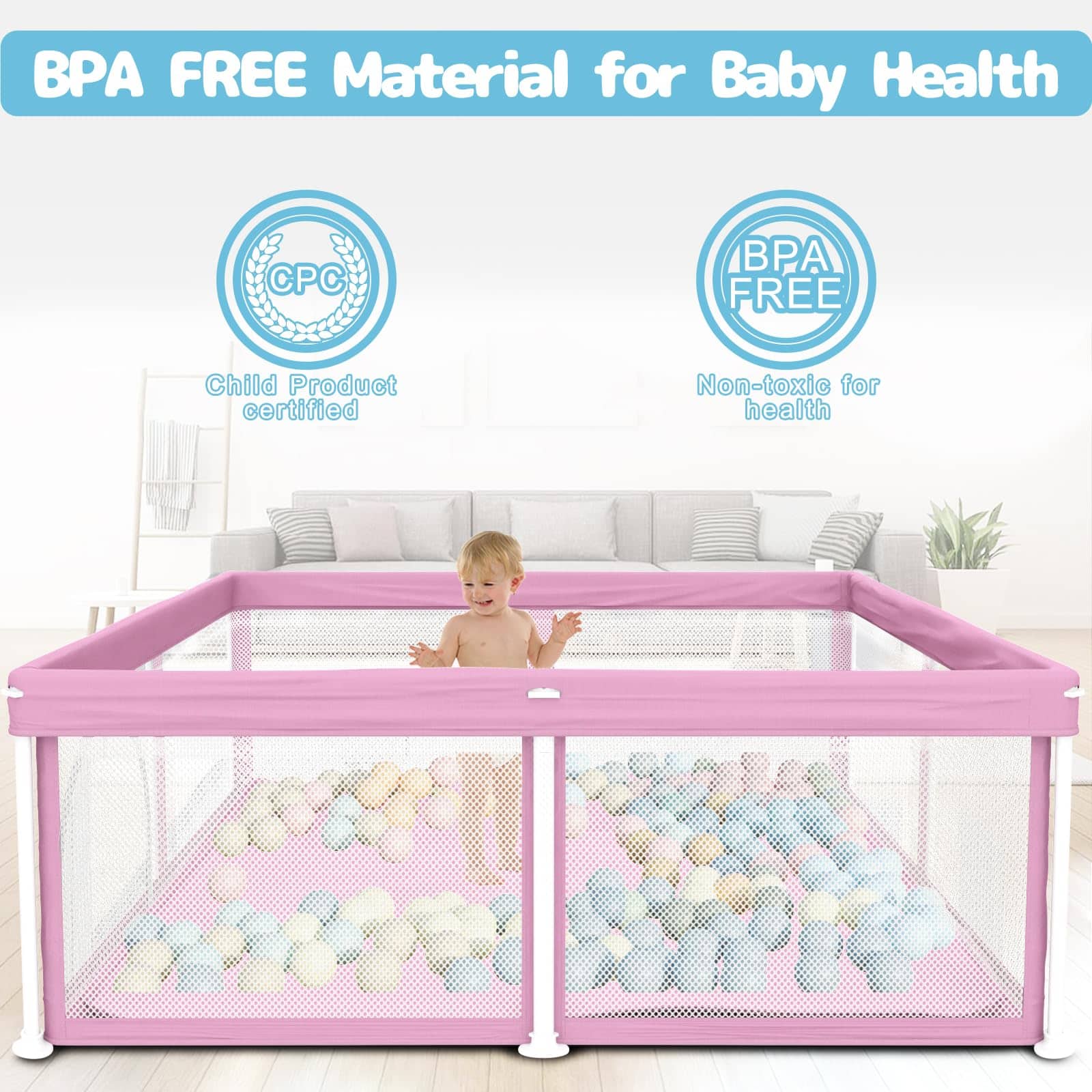 Corralito Plegable para Bebés TOREVSIOR con Tapete, 50"x50" - Imagen 7