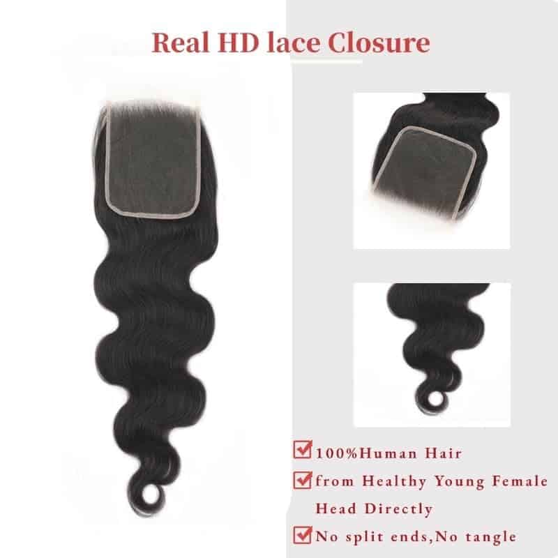 Cierre de Encaje Body Wave Real HD 5x 5 Ultrafino Invisble - Imagen 5