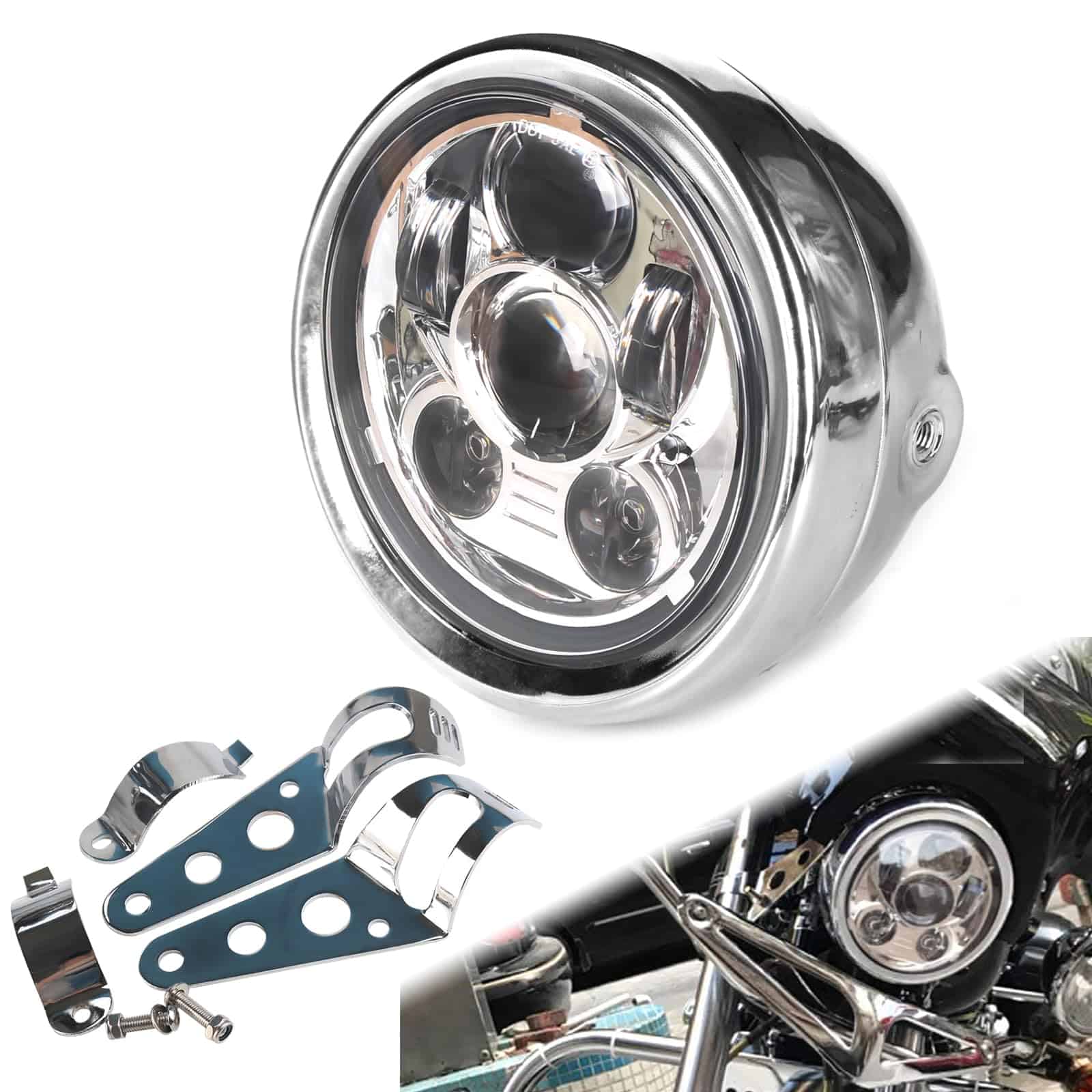 SINLIRU Faro Led de 5.75 pulgadas con Cubierta Cromada de - Imagen 3