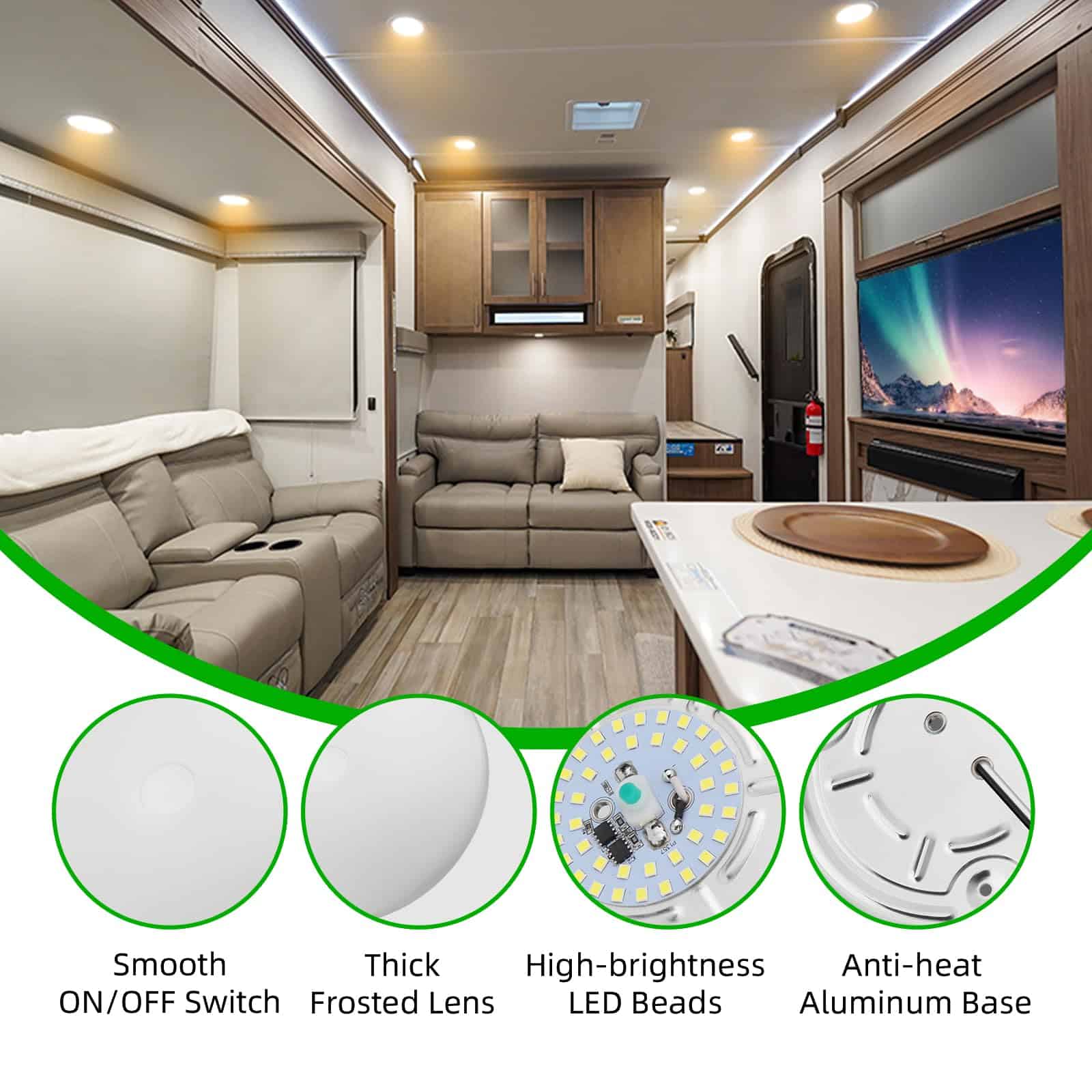 LUZ DE RV ULITECO Interior 12V, Luz de Domo de Techo para - Imagen 3