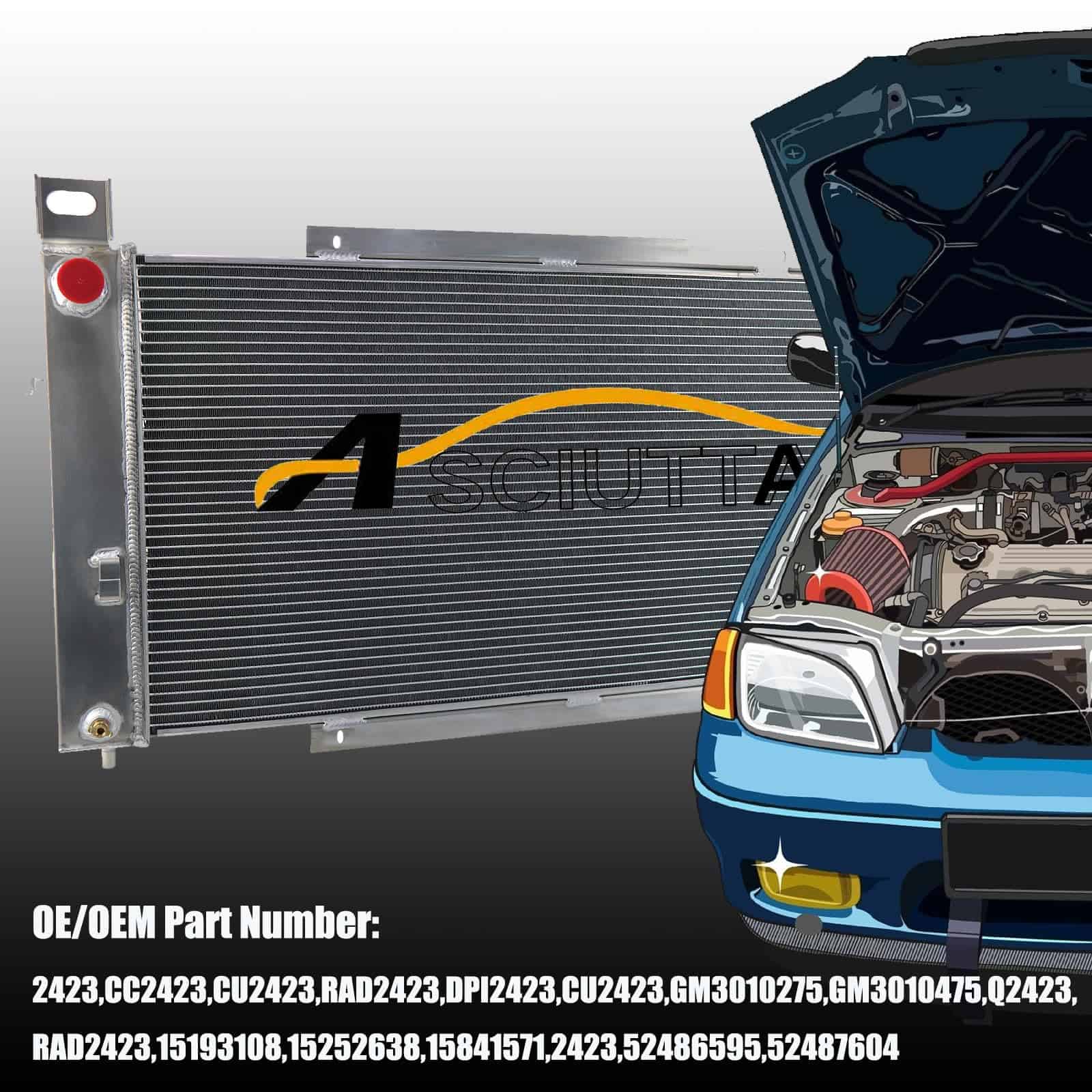 ASCIUTTA 3 Filas 34"W Radiador para 99-14 Chevy Silverado - Imagen 4