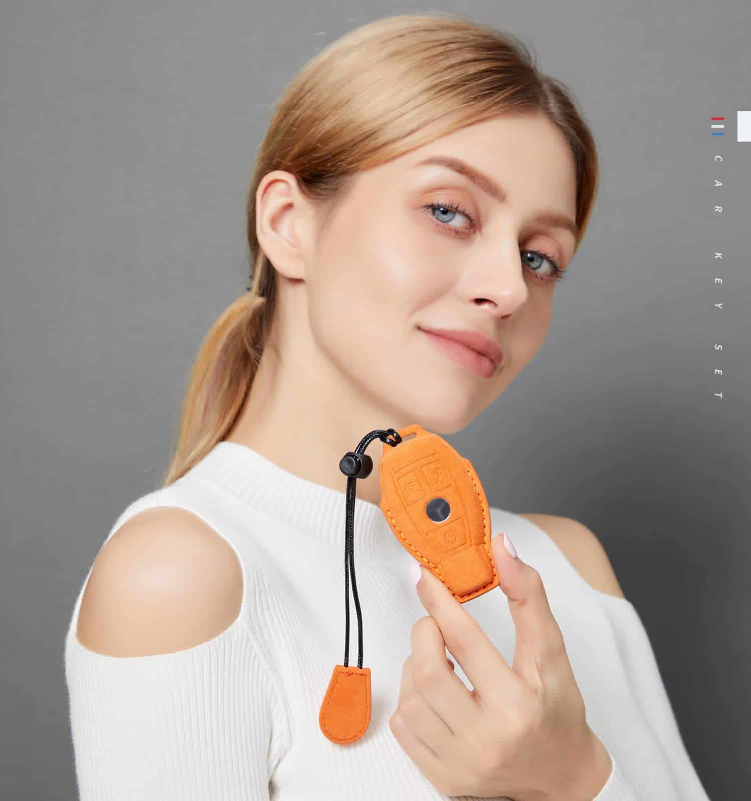 Estuche de Llavero de Cuero Genuino de Gamuza CGZOWYU - Imagen 4