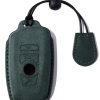 Estuche de Cuero Genuino de Gamuza para Llave -Verde Oscuro