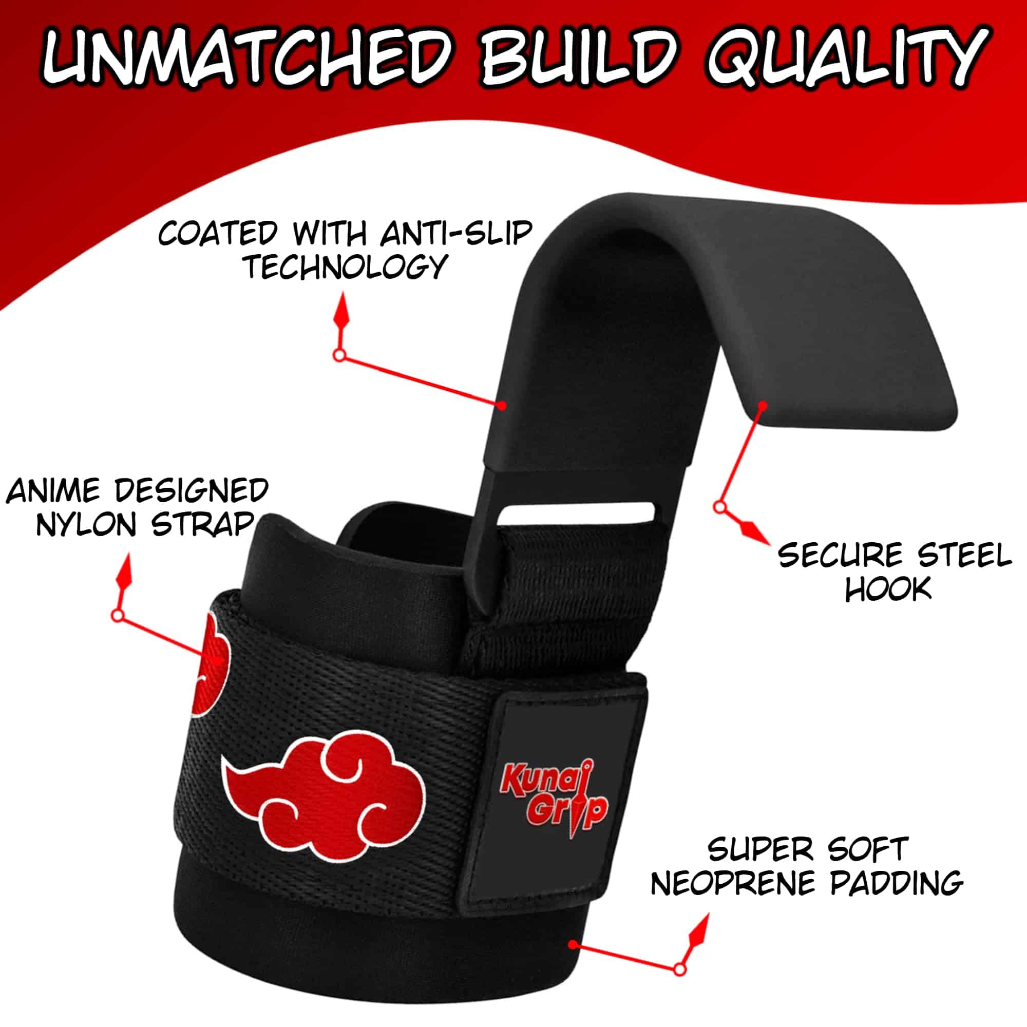 Kunaigrip Ganchos de Levantamiento de Pesas de Anime (Par) - Imagen 3
