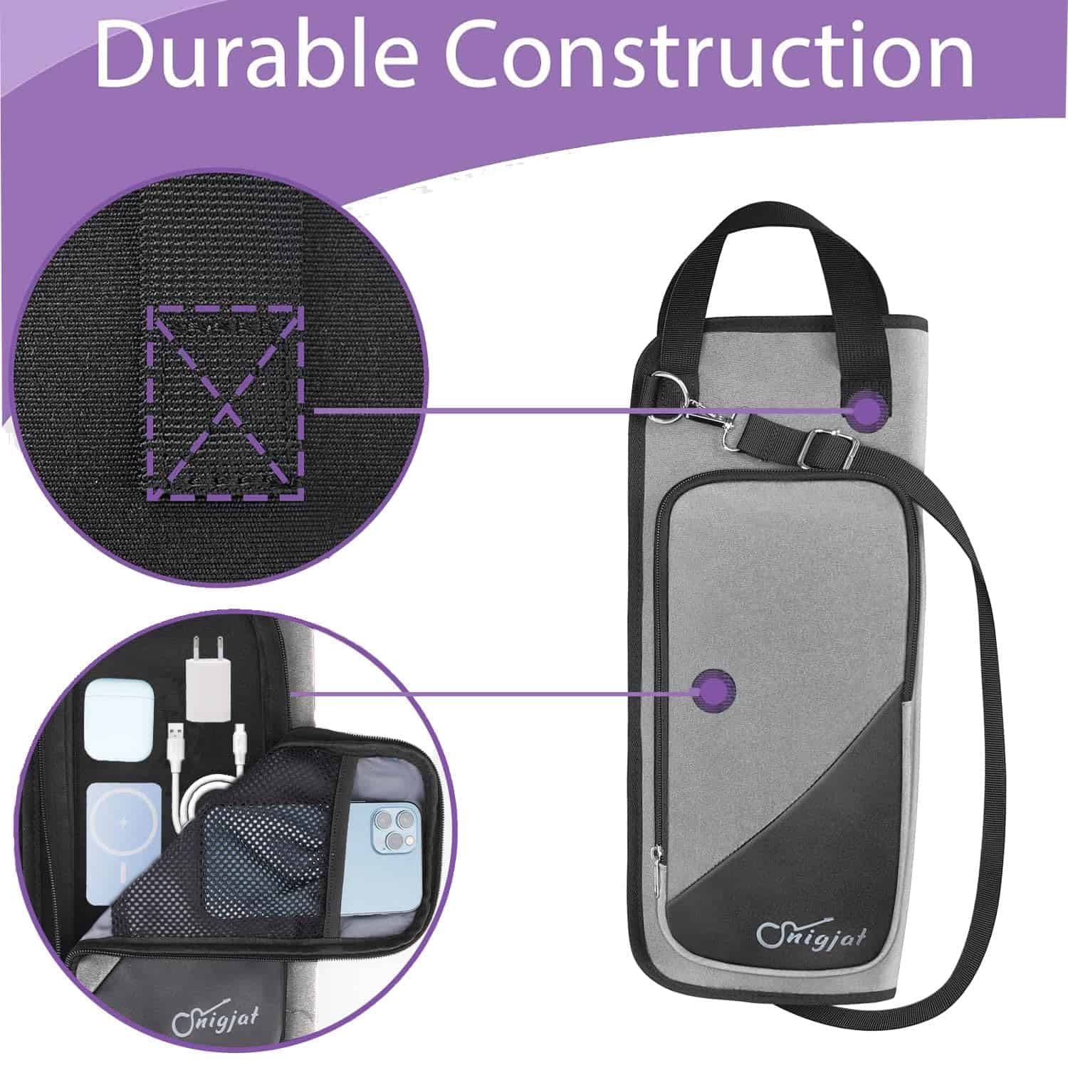 Bolsa de Baquetas SNIGJAT con Correa de Hombro Cruzada, - Imagen 5