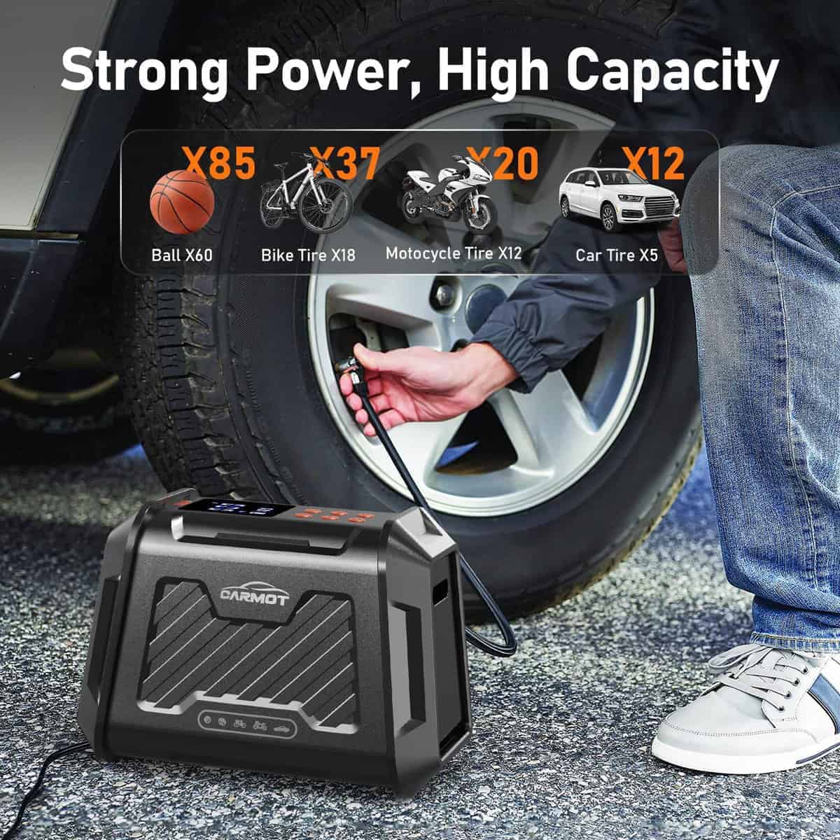 Inflador de Llantas Carmot Portátil para Automóvil, - Imagen 5