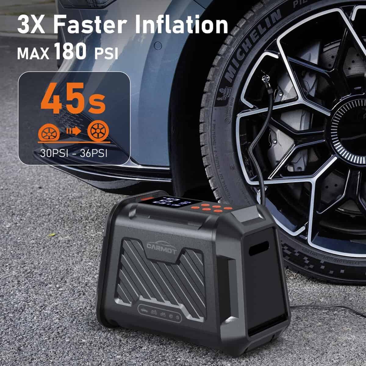 Inflador de Llantas Carmot Portátil para Automóvil, - Imagen 3