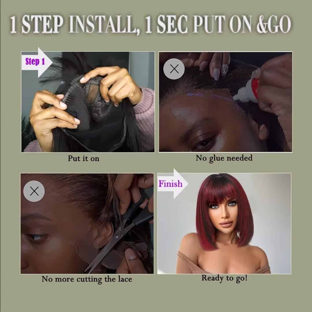 Pelucas de Cabello Humano Aliesencia Highlight Bob con - Imagen 5